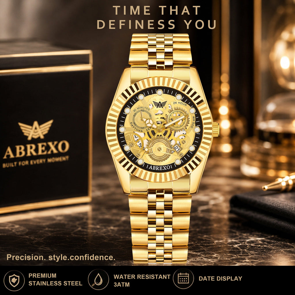 ABREXO DAYTONA Series Analog Watch For Men (Quartz, Stainless Steel, Luxury Watch)