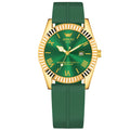 ABREXO, TYCOON Series Date Working Analog Watch For Men (Quartz, Magnet Strap, Green, Gold)