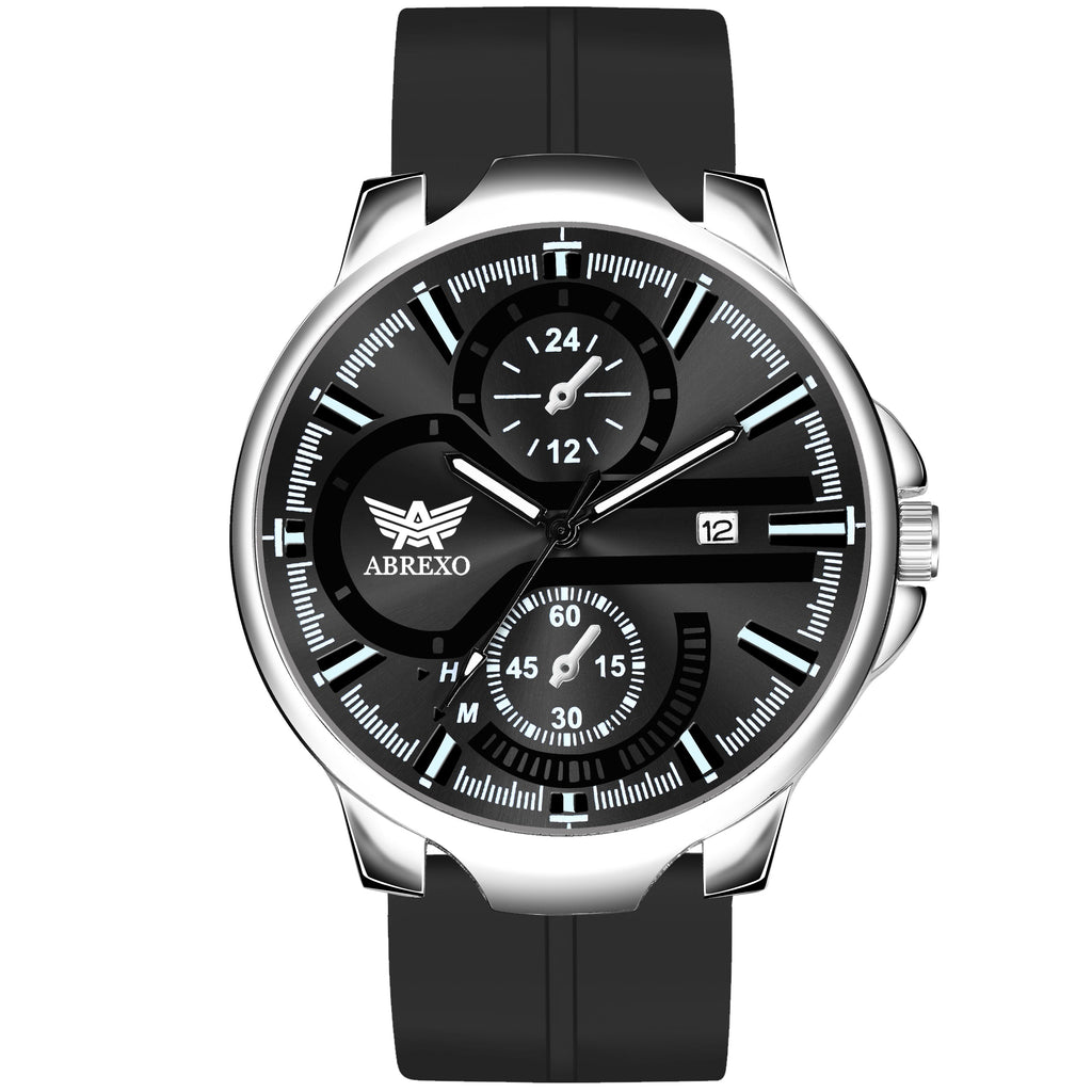 ABREXO, Black Dial Black Magnet Strap Analog Watch For Men (Quartz, Date Display, Men)
