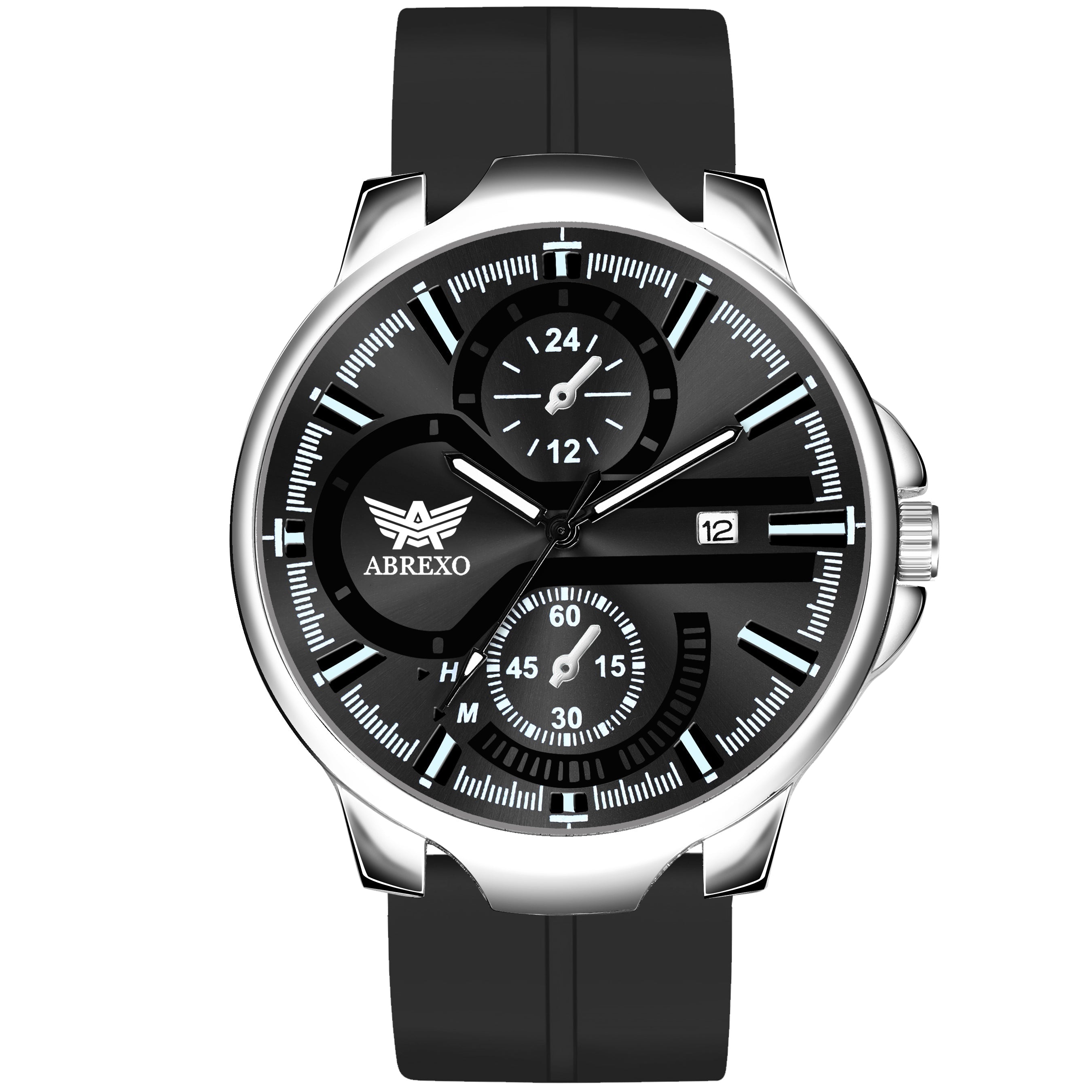ABREXO, Black Dial Black Magnet Strap Analog Watch For Men (Quartz, Date Display, Men)
