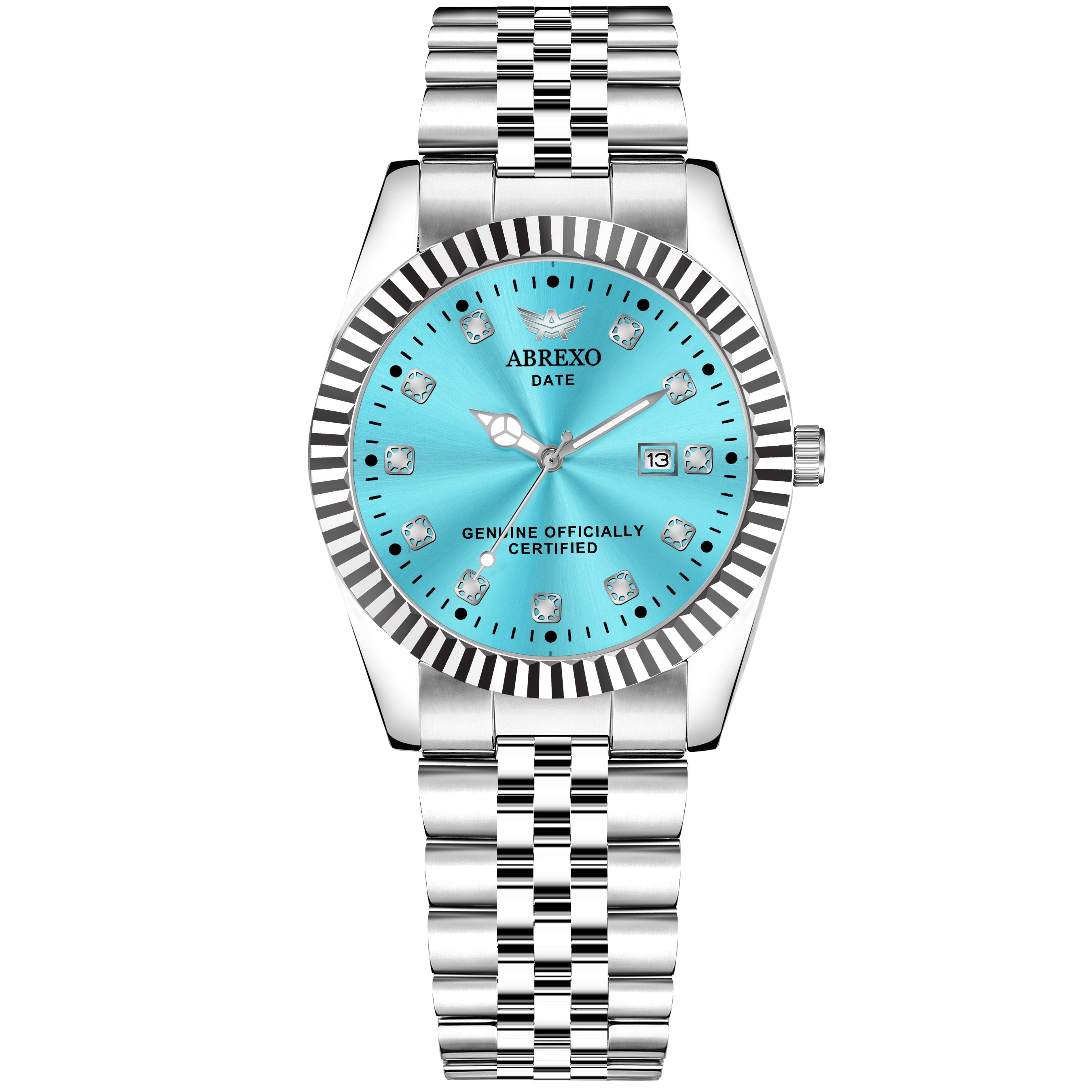 ABREXO, AESTHETIC Series Analog Watch For Men (Quartz, Stainless Steel, Silver, Skyblue)