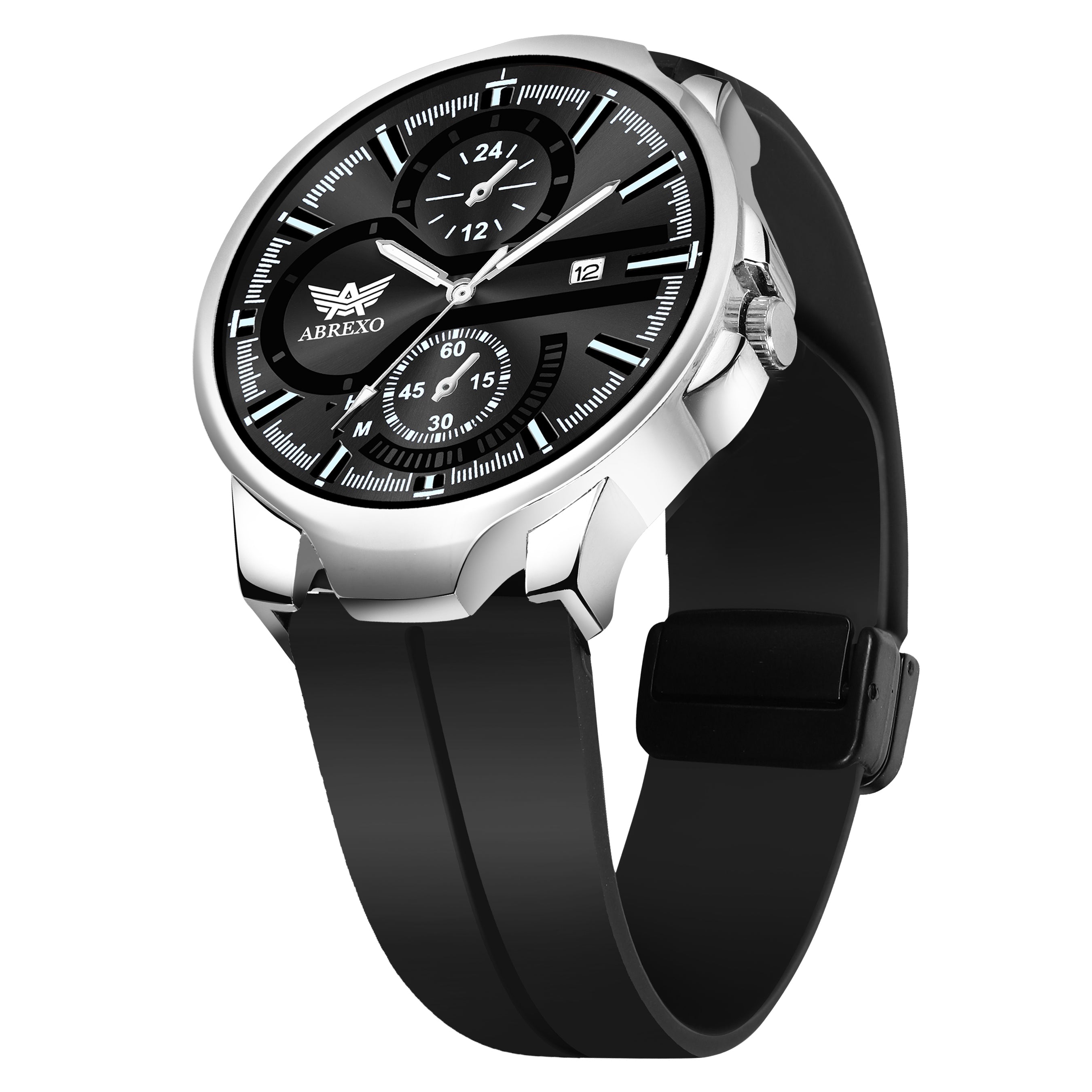 ABREXO, Black Dial Black Magnet Strap Analog Watch For Men (Quartz, Date Display, Men)