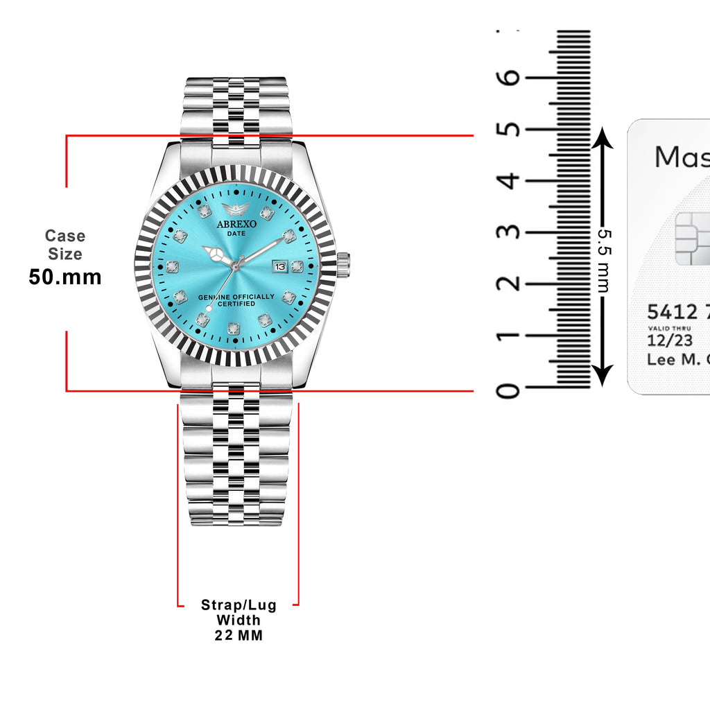 ABREXO, AESTHETIC Series Analog Watch For Men (Quartz, Stainless Steel, Silver, Skyblue)