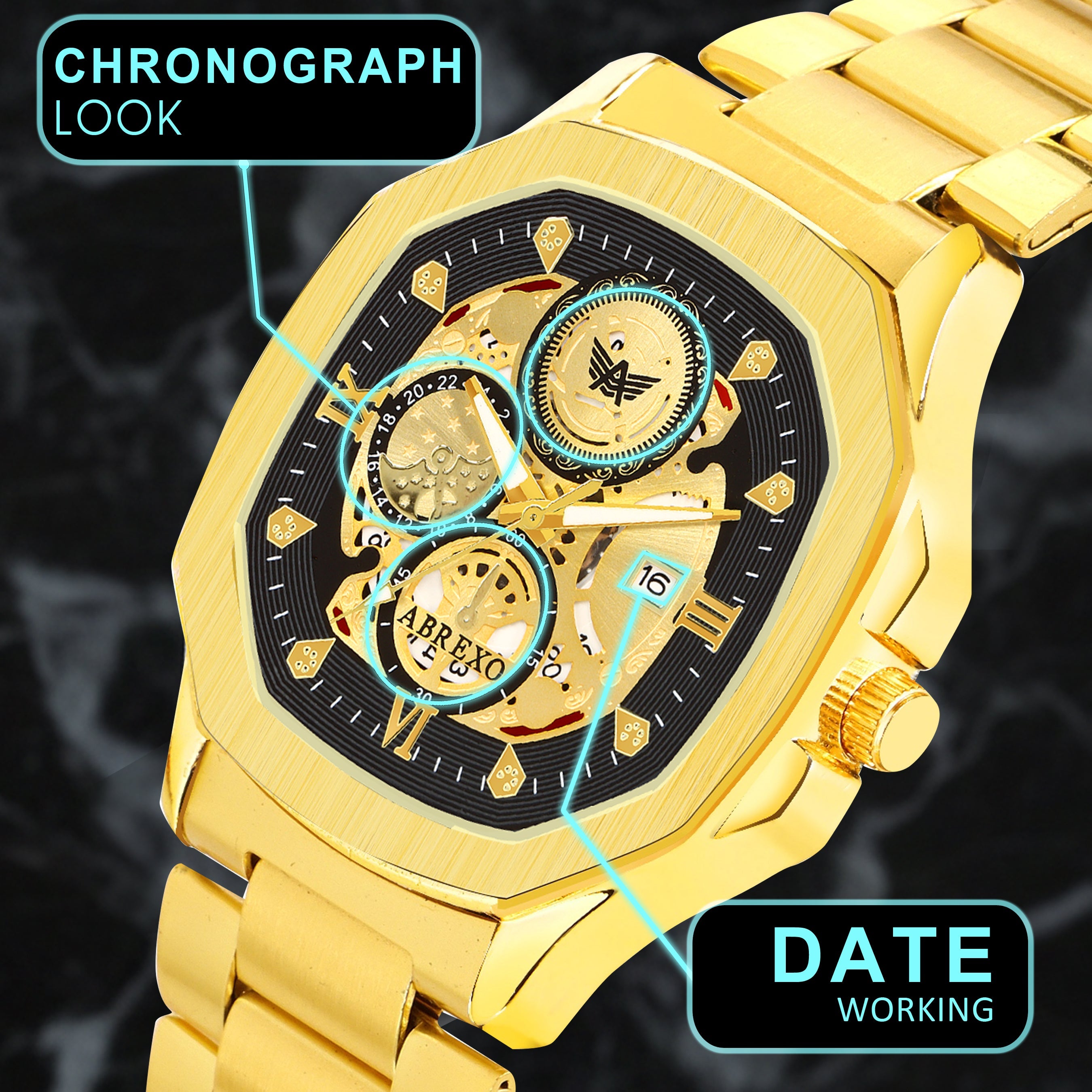 ABREXO GODFATHER Series Analog Watch For Men (Quartz, Stainless Steel)
