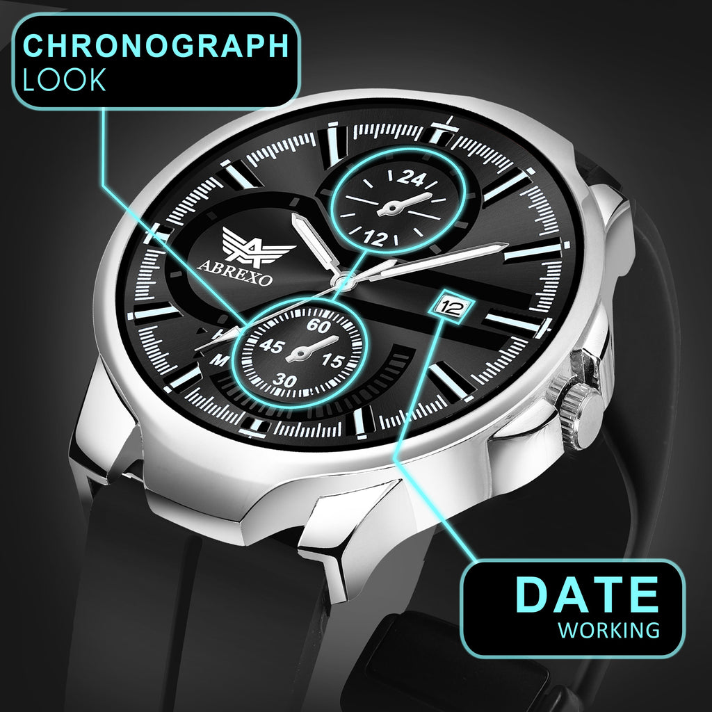 ABREXO, Black Dial Black Magnet Strap Analog Watch For Men (Quartz, Date Display, Men)