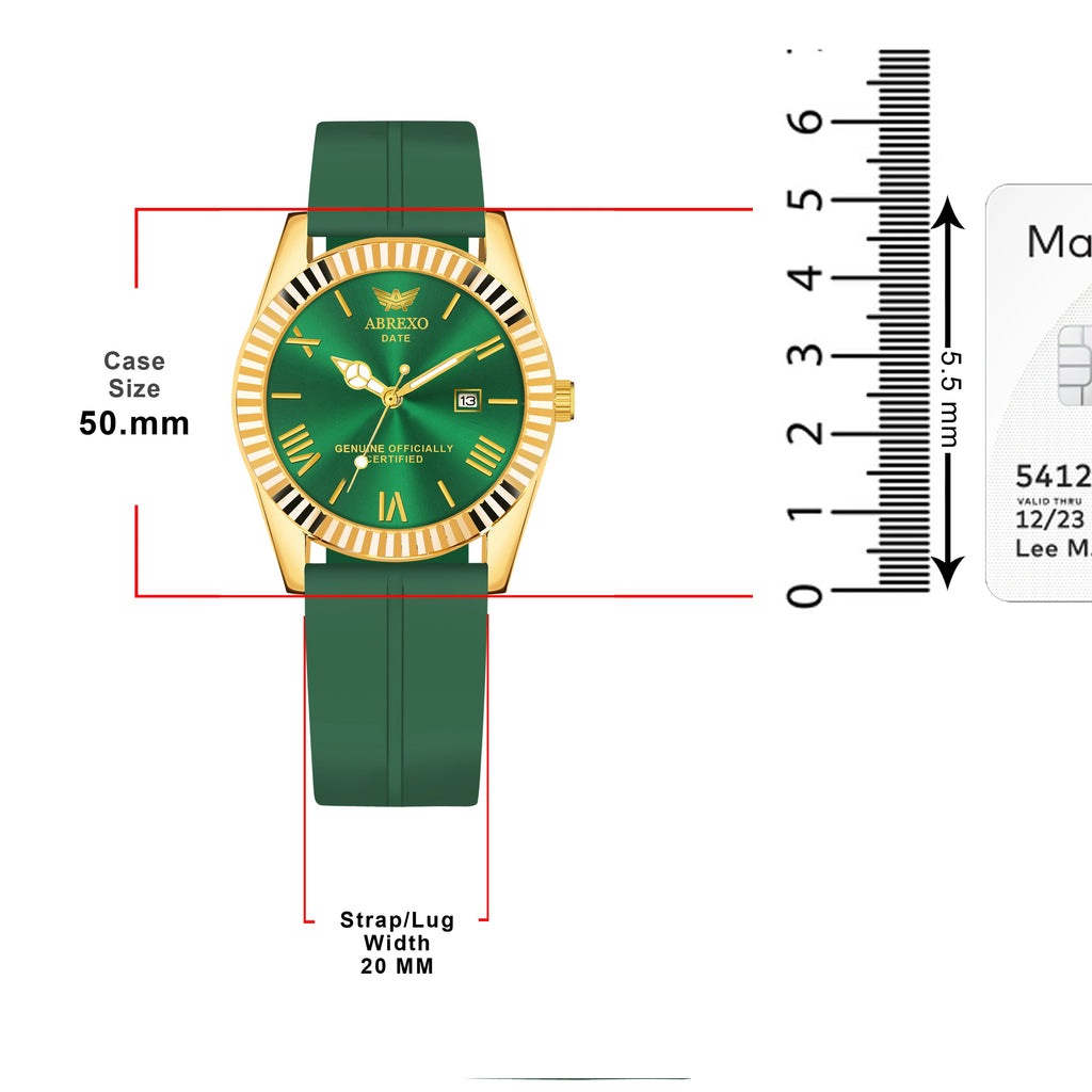 ABREXO, TYCOON Series Date Working Analog Watch For Men (Quartz, Magnet Strap, Green, Gold)