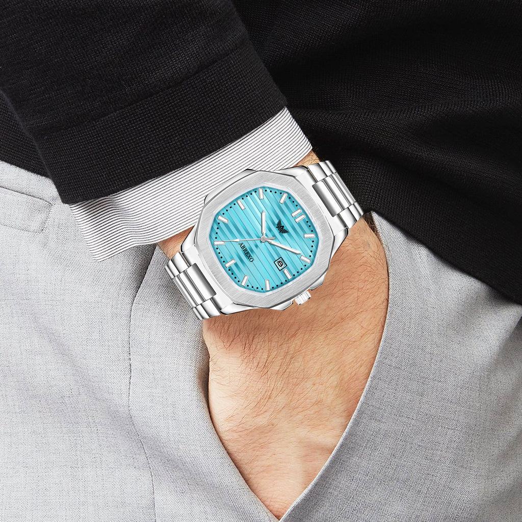 ABREXO, Nautilus Series Tiffany Blue Dial (Quartz, Analog Watch, Date Working, Silver)
