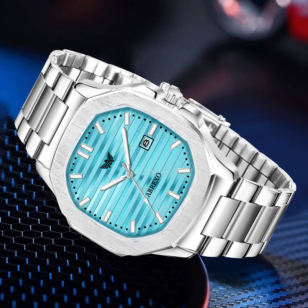 ABREXO, Nautilus Series Tiffany Blue Dial (Quartz, Analog Watch, Date Working, Silver)