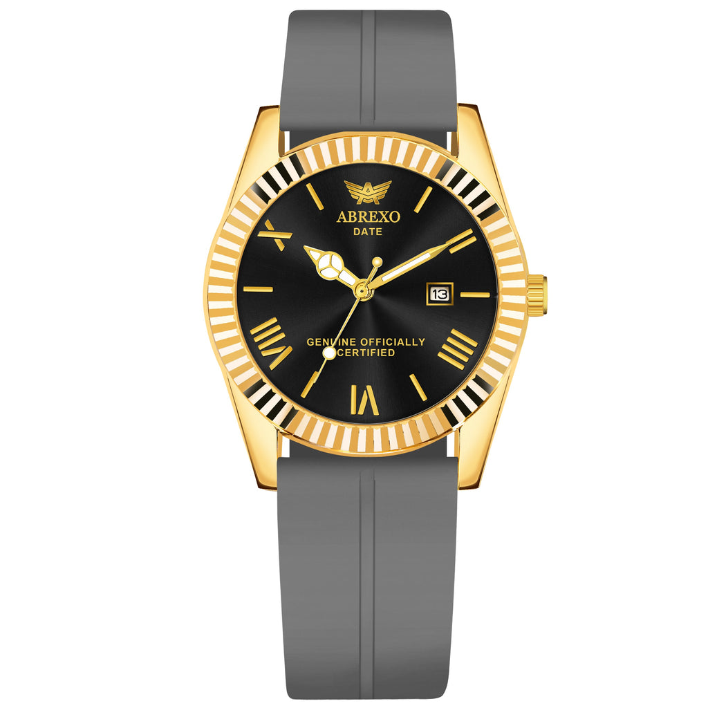 ABREXO, TYCOON Series Date Working Analog Watch For Men (Quartz, Magnet Strap, Green, Gold)