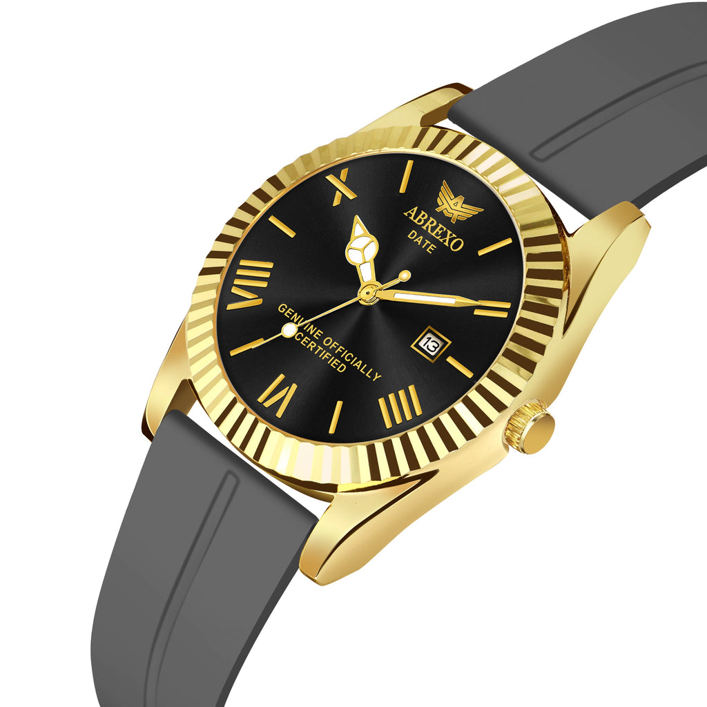 ABREXO, TYCOON Series Date Working Analog Watch For Men (Quartz, Magnet Strap, Green, Gold)