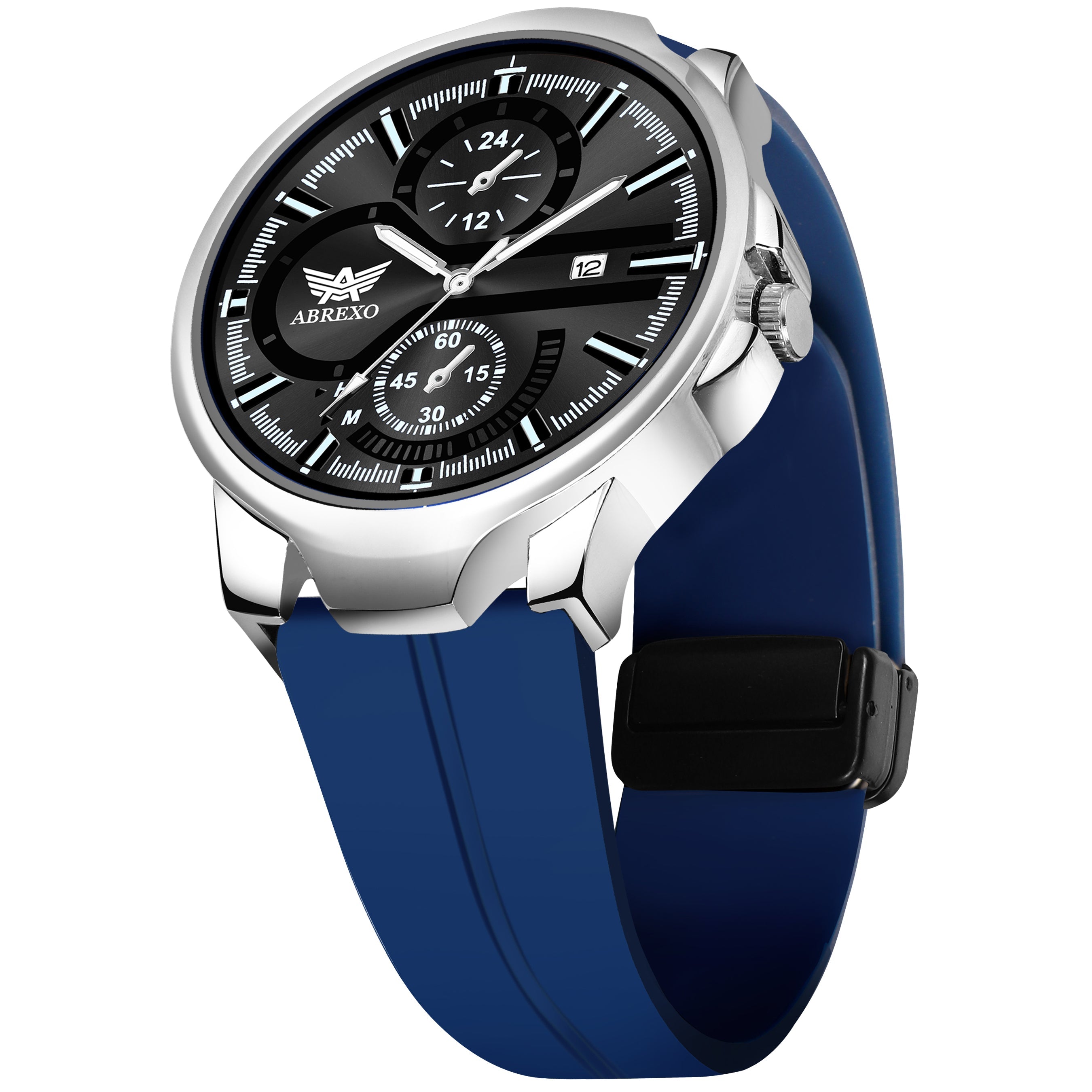 ABREXO, Black Dial Black Magnet Strap Analog Watch For Men (Quartz, Date Display, Men)