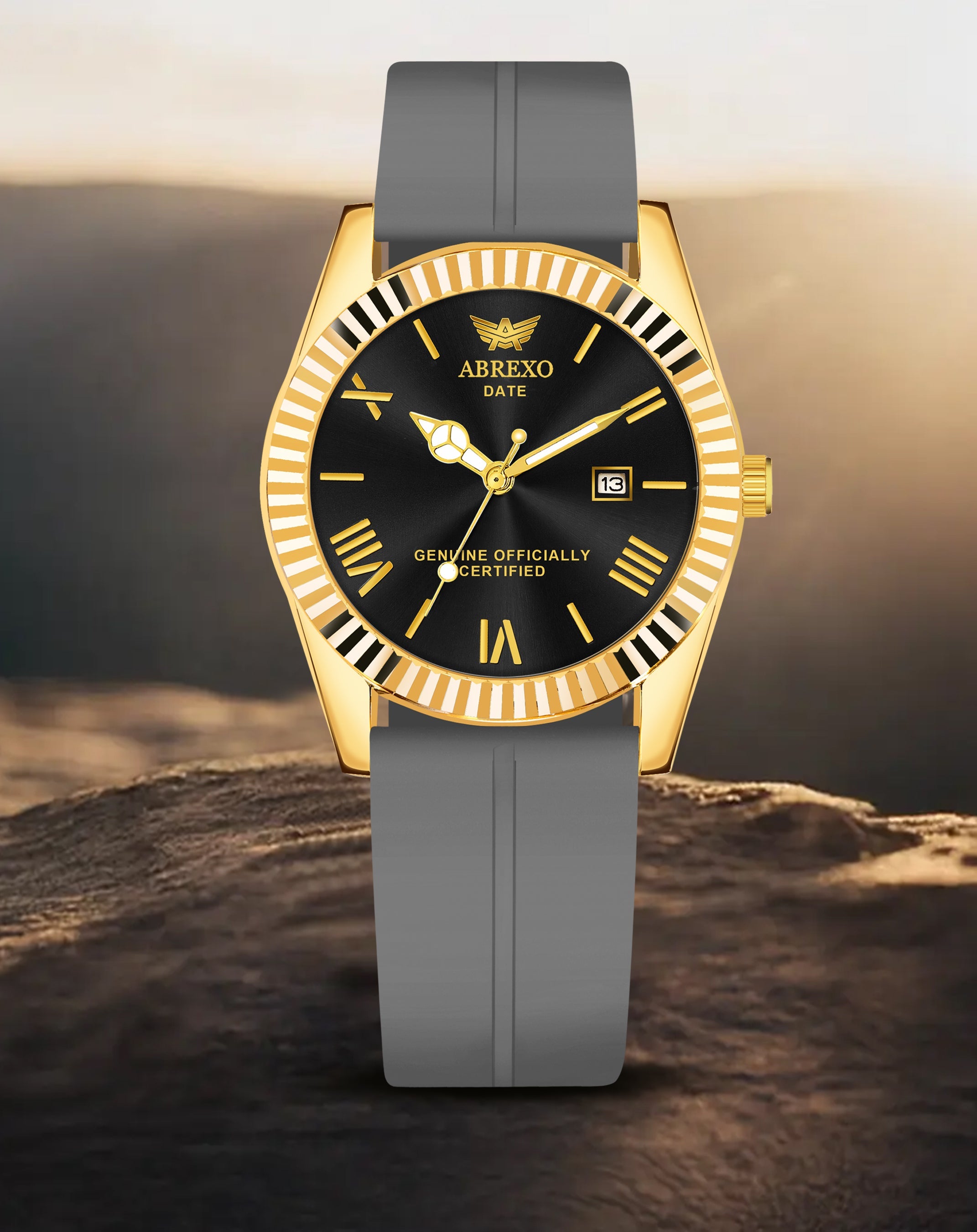 ABREXO, TYCOON Series Date Working Analog Watch For Men (Quartz, Magnet Strap, Green, Gold)