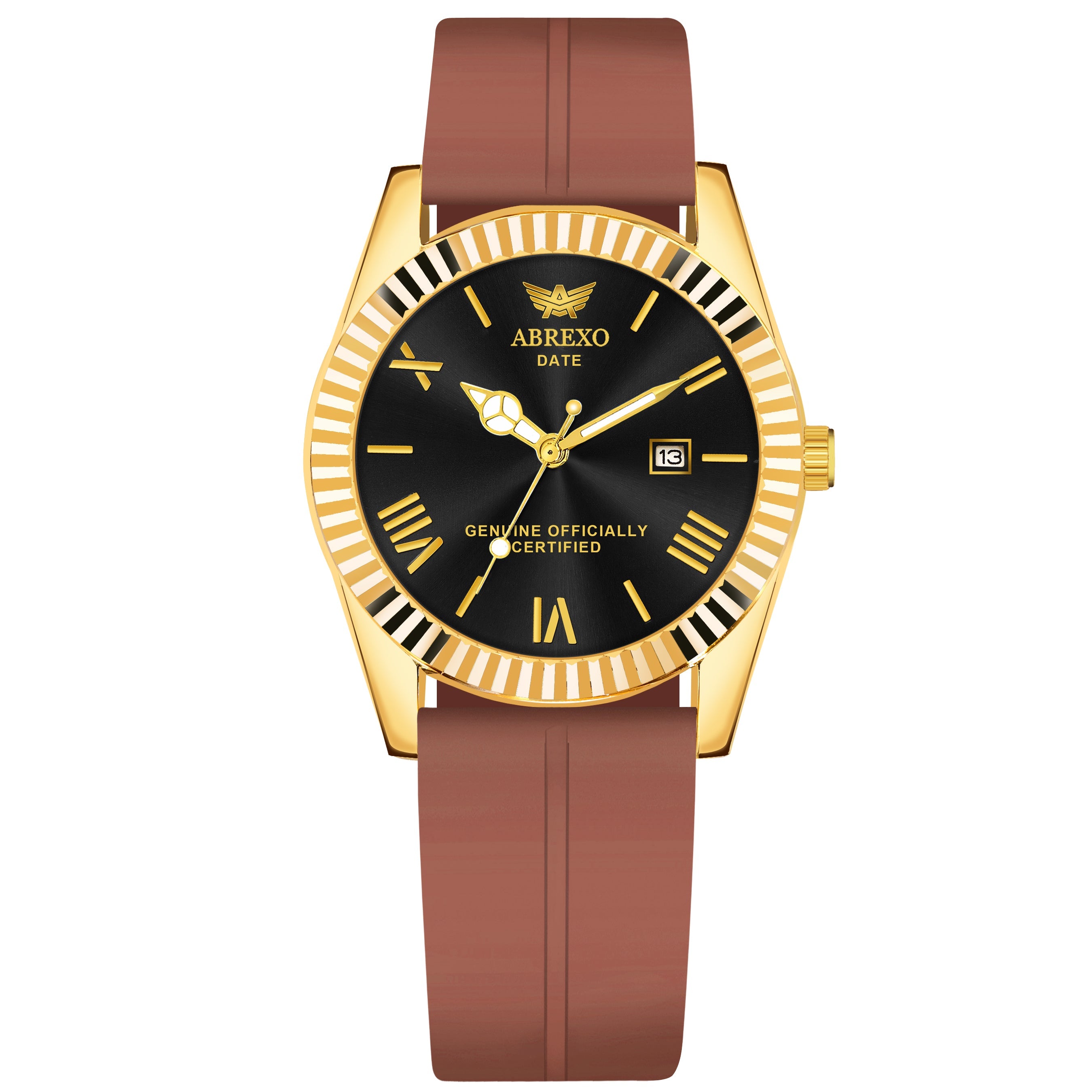 ABREXO, TYCOON Series Date Working Analog Watch For Men (Quartz, Magnet Strap, Green, Gold)