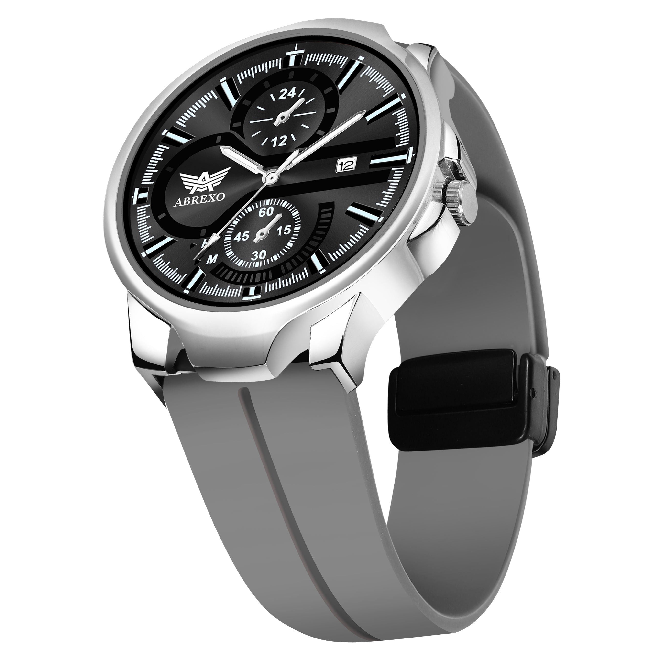 ABREXO, Black Dial Black Magnet Strap Analog Watch For Men (Quartz, Date Display, Men)