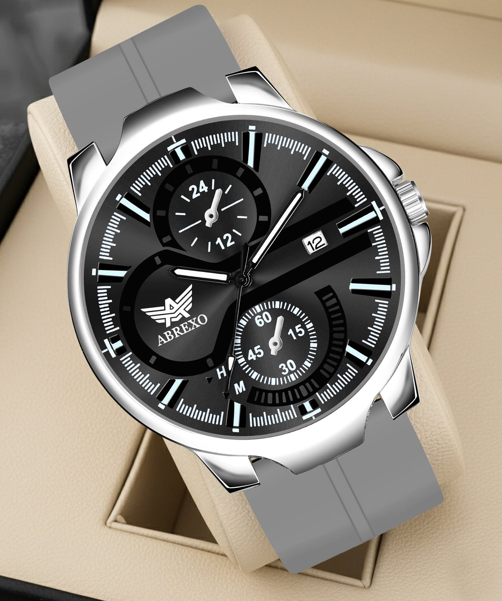 ABREXO, Black Dial Black Magnet Strap Analog Watch For Men (Quartz, Date Display, Men)