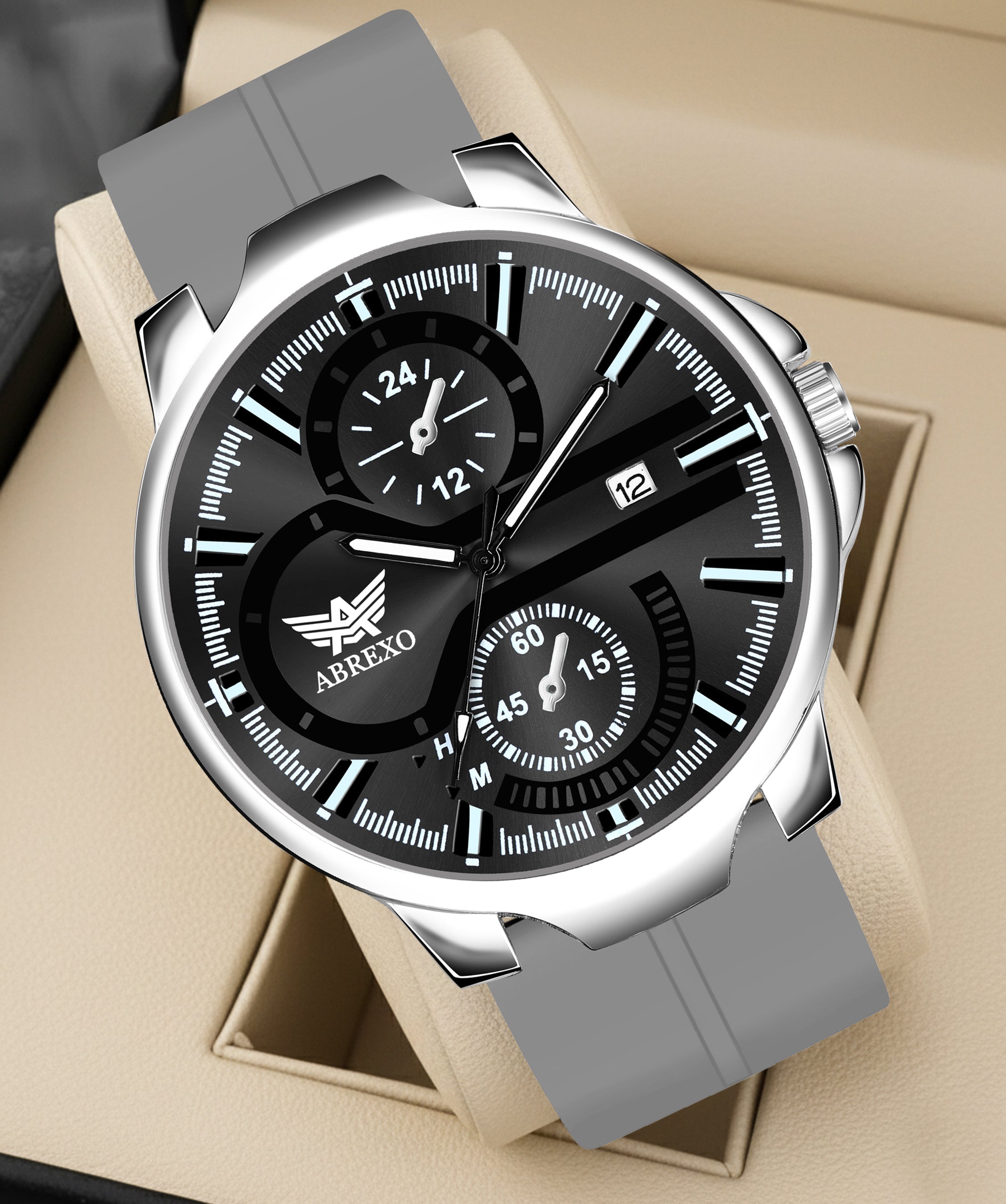 ABREXO, Black Dial Black Magnet Strap Analog Watch For Men (Quartz, Date Display, Men)