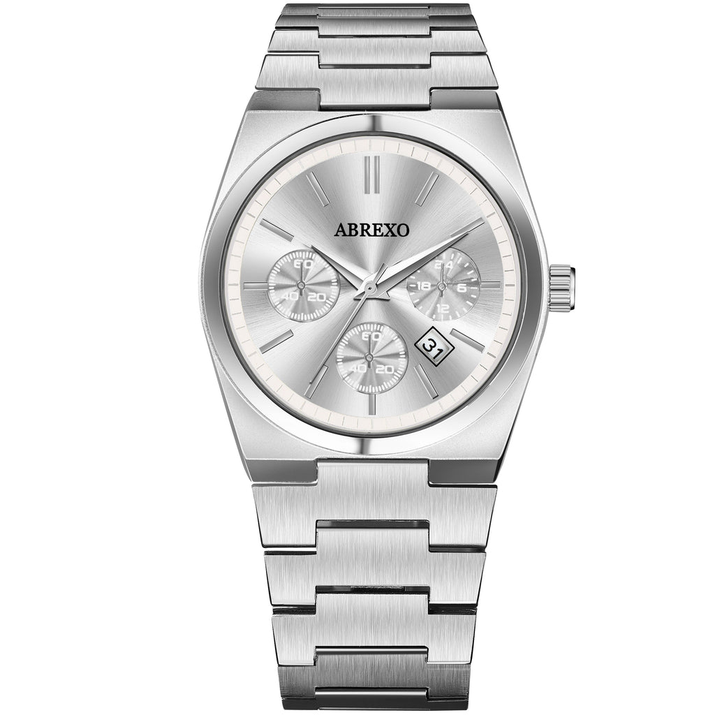 ABREXO, CEO Series Analog Watch For Men (Quartz, Stainless Steel, Silver)