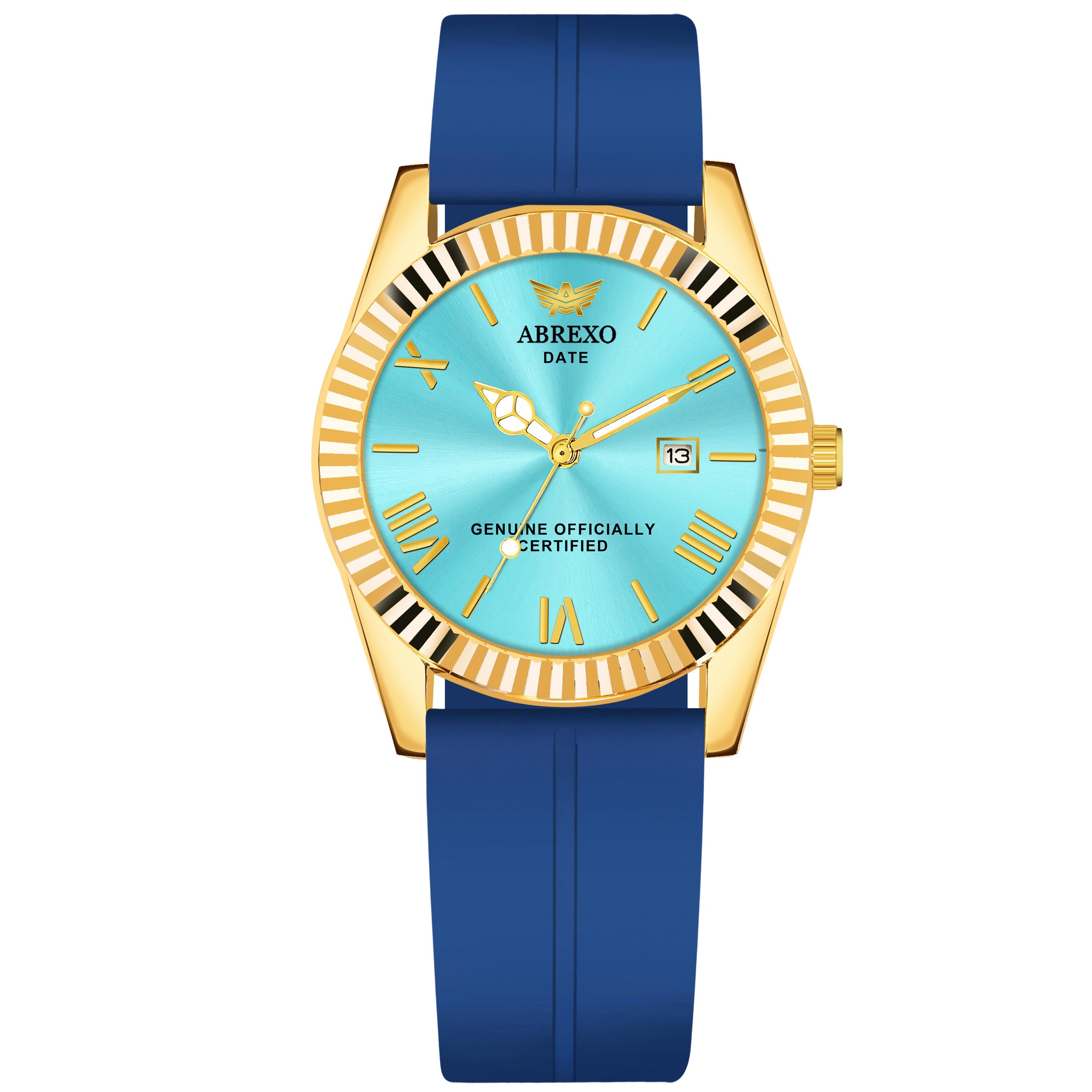 ABREXO, TYCOON Series Date Working Analog Watch For Men (Quartz, Magnet Strap, Green, Gold)