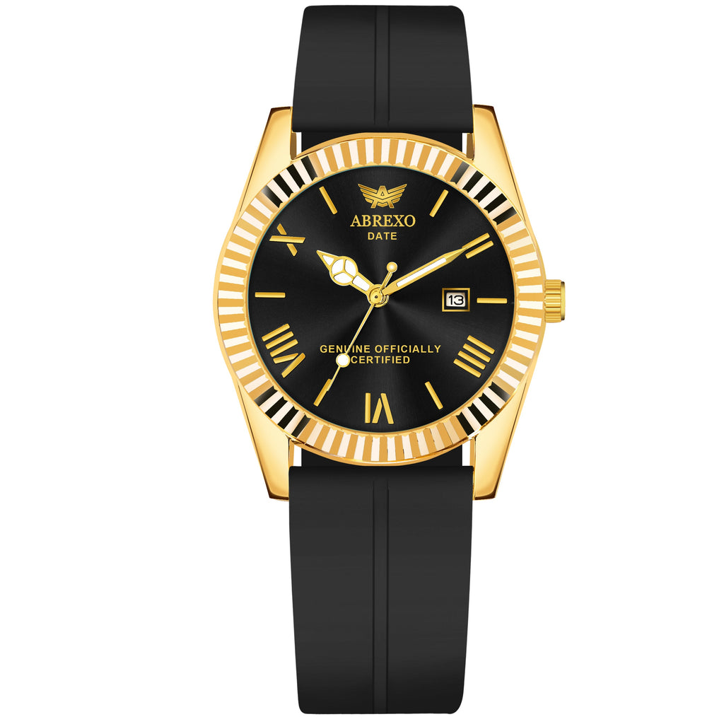 ABREXO, TYCOON Series Date Working Analog Watch For Men (Quartz, Magnet Strap, Green, Gold)