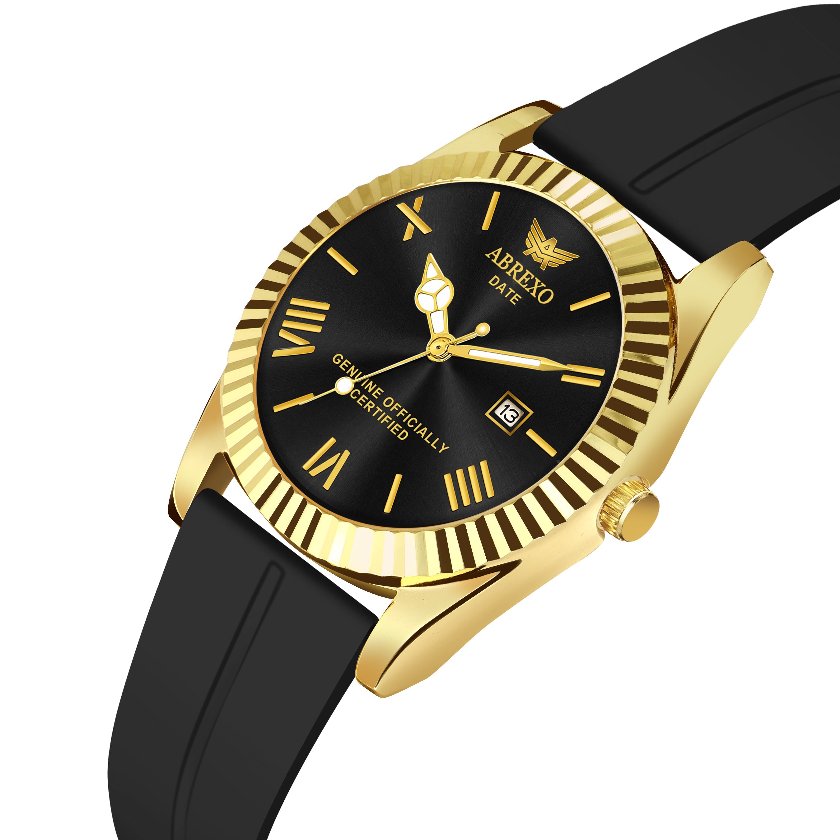 ABREXO, TYCOON Series Date Working Analog Watch For Men (Quartz, Magnet Strap, Green, Gold)