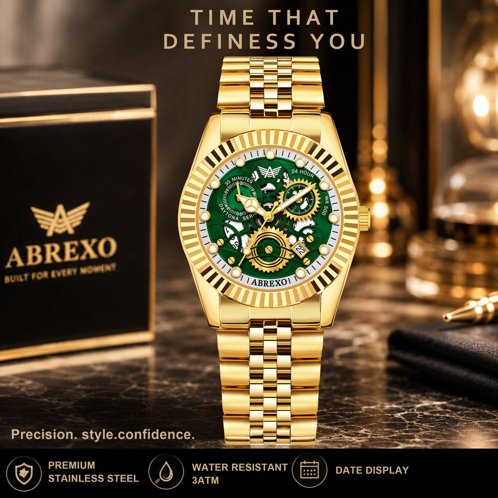 ABREXO DAYTONA Series Analog Watch For Men (Quartz, Stainless Steel, Luxury Watch)