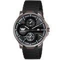 ABREXO,Gun Metal Magnetic Buckle Analog Watch For Men (Quartz, Silicone Strap, Black)
