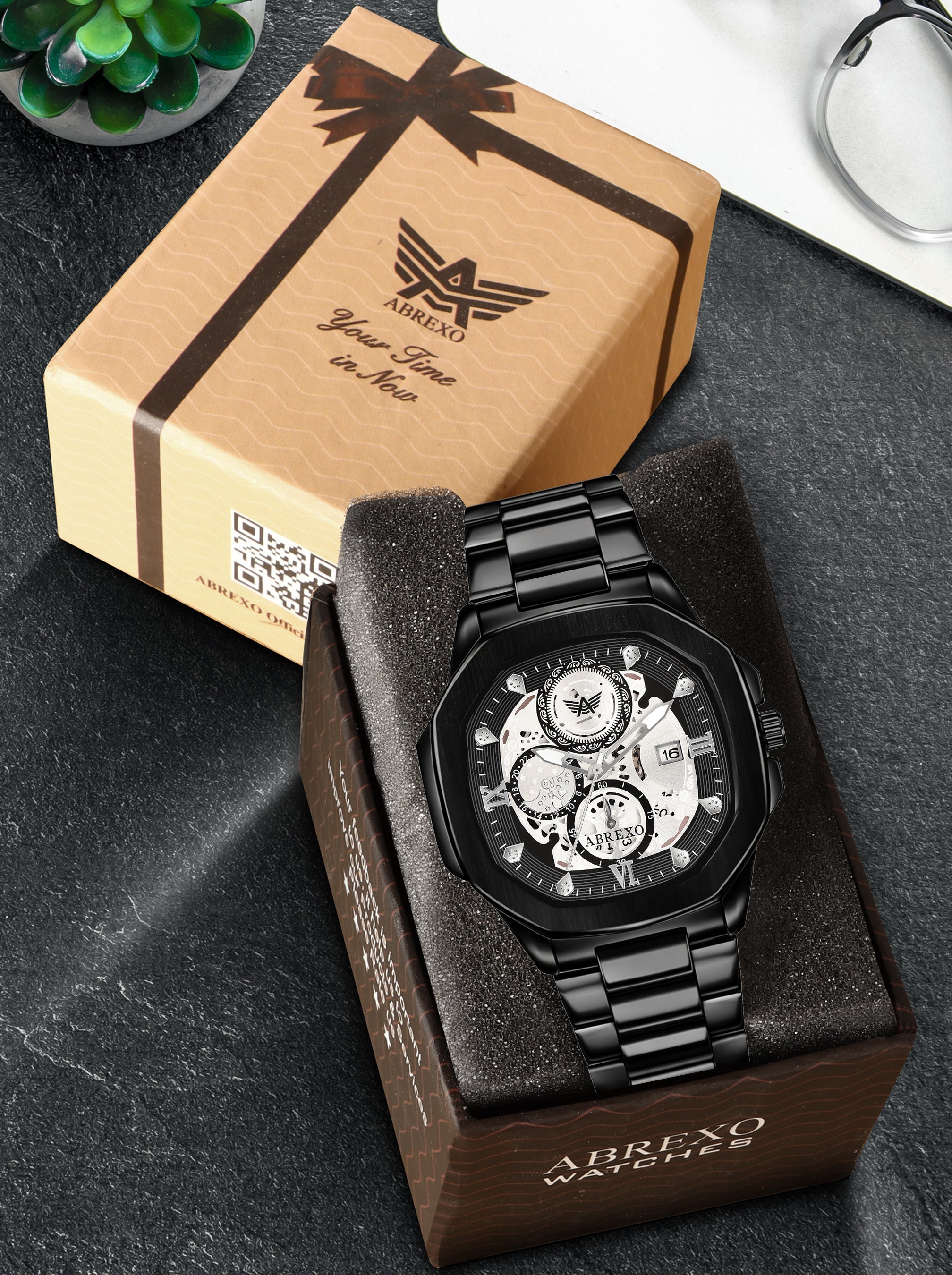 ABREXO, GODFATHER Series Analog Watch For Men (Quartz, Stainless Steel, Black)