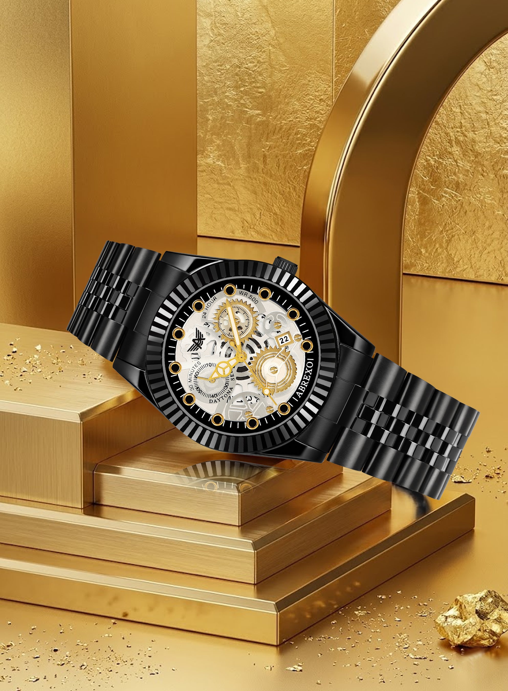 ABREXO DAYTONA Series Analog Watch For Men (Quartz, Stainless Steel, Luxury Watch)