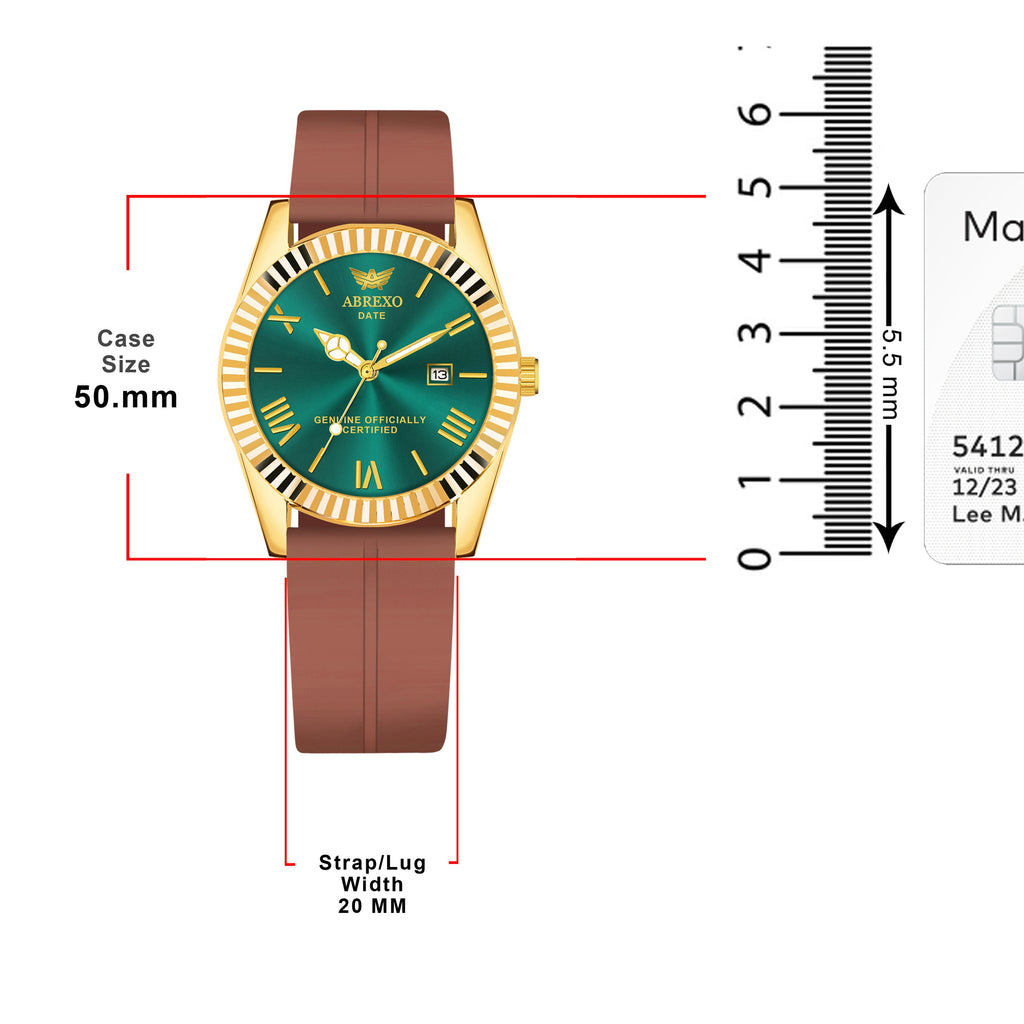 ABREXO, TYCOON Series Date Working Analog Watch For Men (Quartz, Magnet Strap, Green, Gold)
