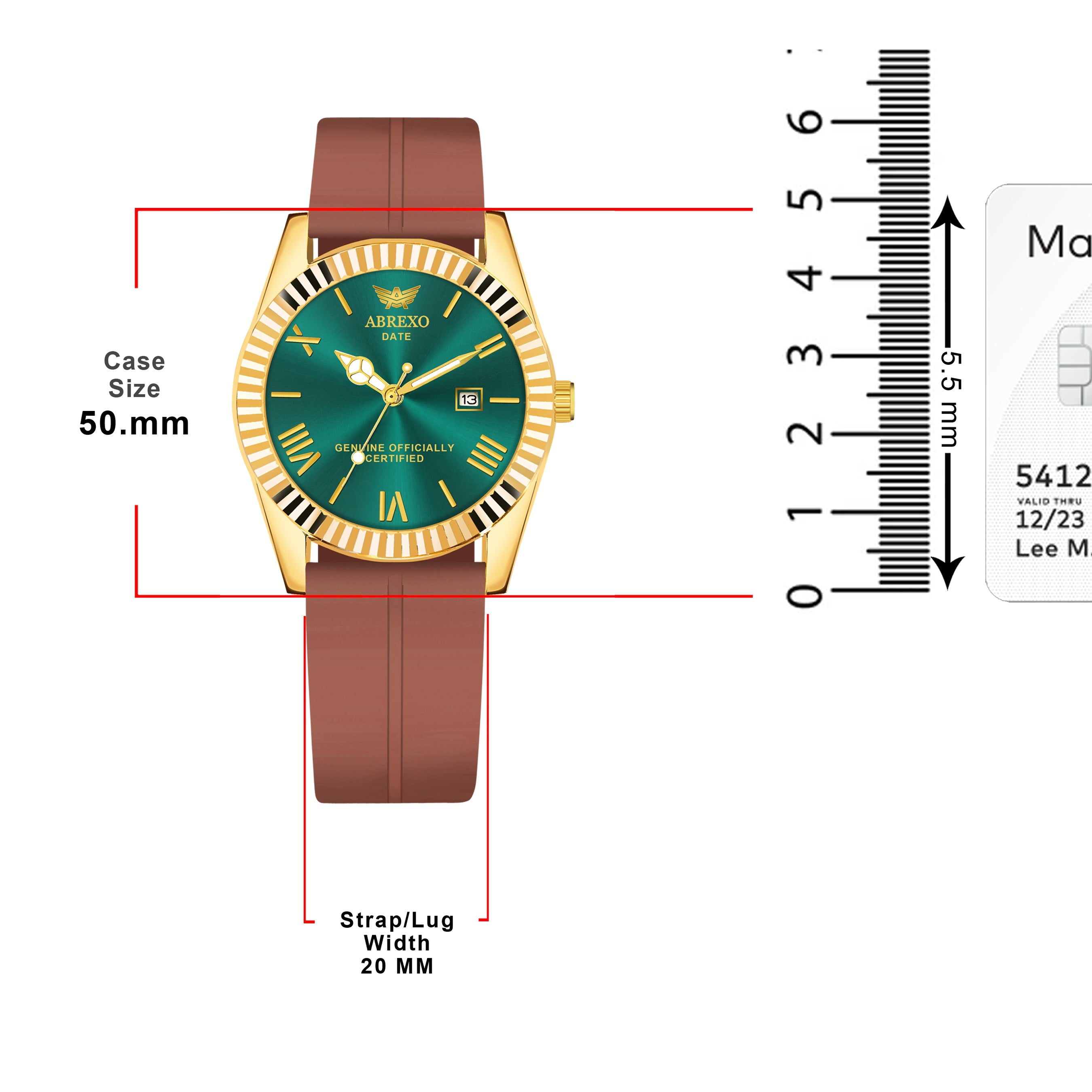ABREXO, TYCOON Series Date Working Analog Watch For Men (Quartz, Magnet Strap, Green, Gold)