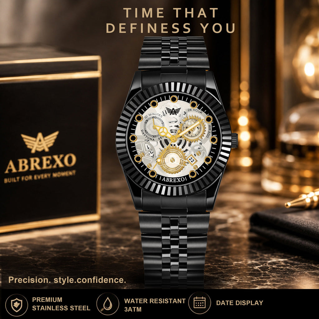 ABREXO DAYTONA Series Analog Watch For Men (Quartz, Stainless Steel, Luxury Watch)