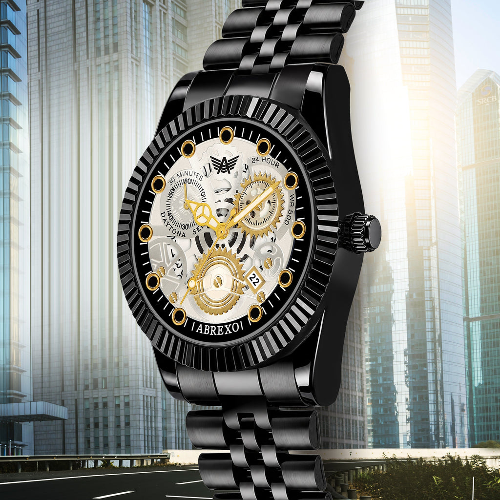ABREXO DAYTONA Series Analog Watch For Men (Quartz, Stainless Steel, Luxury Watch)