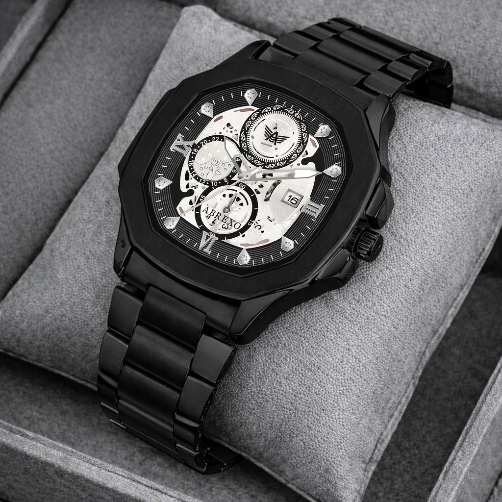 ABREXO, GODFATHER Series Analog Watch For Men (Quartz, Stainless Steel, Black)