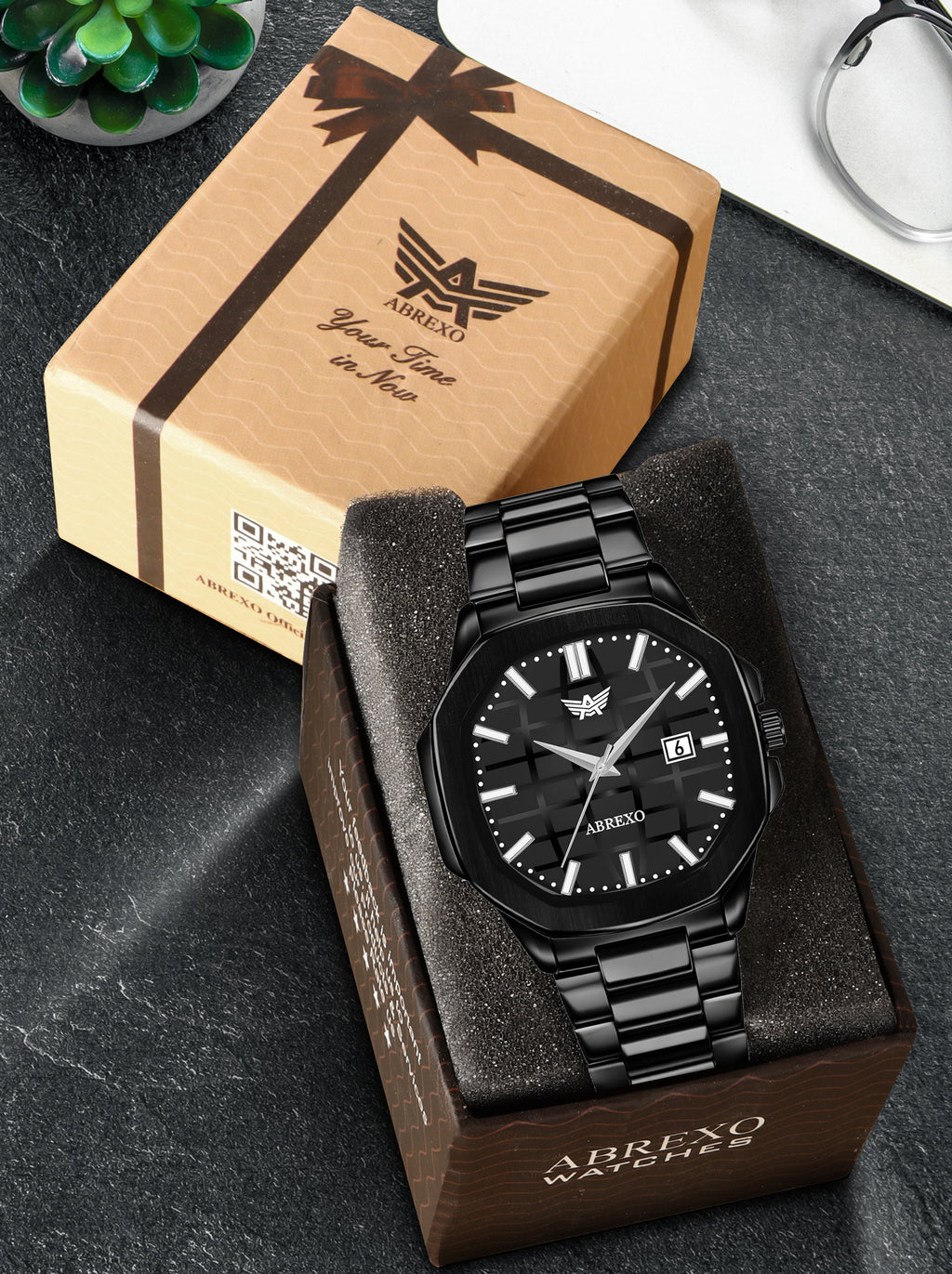 ABREXO, PHANTOM Series Analog Watch For Men (Quartz, Stainless Steel, Black)