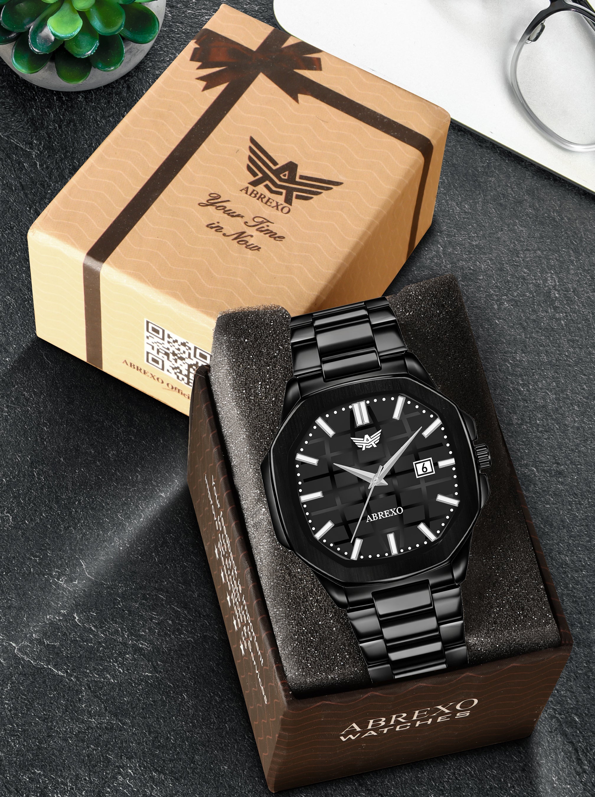 ABREXO, PHANTOM Series Analog Watch For Men (Quartz, Stainless Steel, Black)