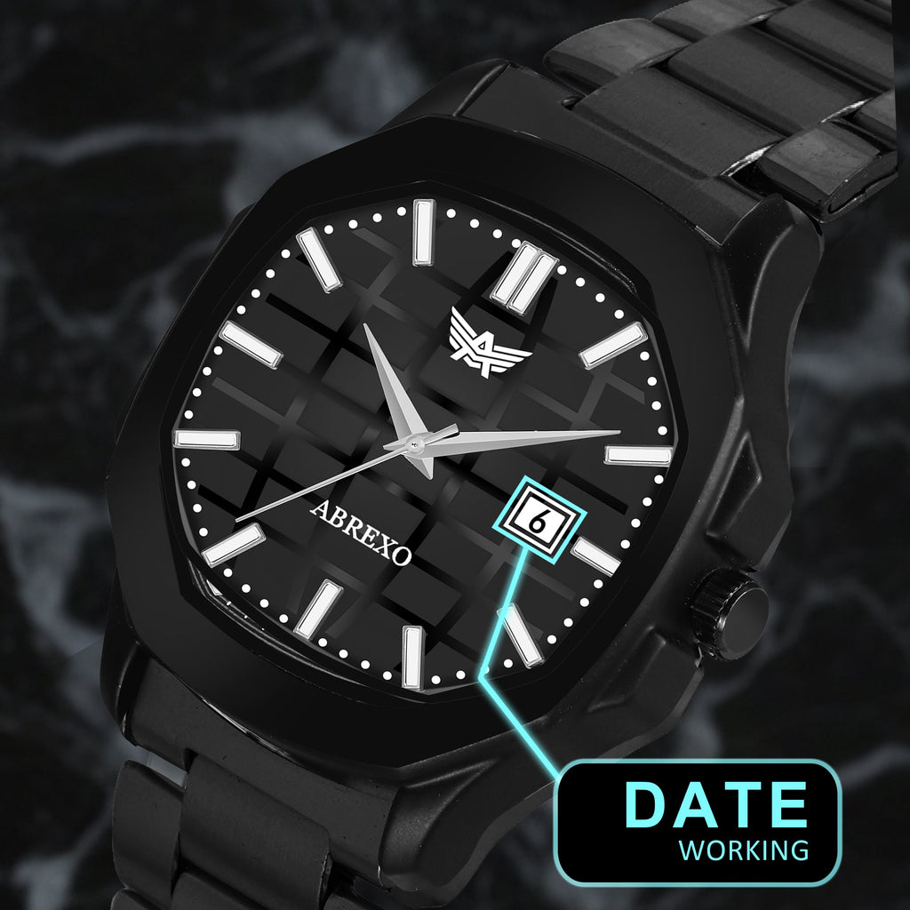 ABREXO, PHANTOM Series Analog Watch For Men (Quartz, Stainless Steel, Black)