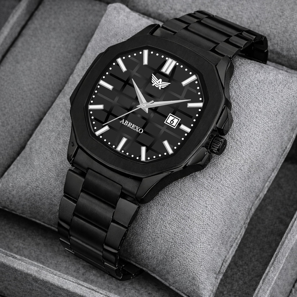 ABREXO, PHANTOM Series Analog Watch For Men (Quartz, Stainless Steel, Black)