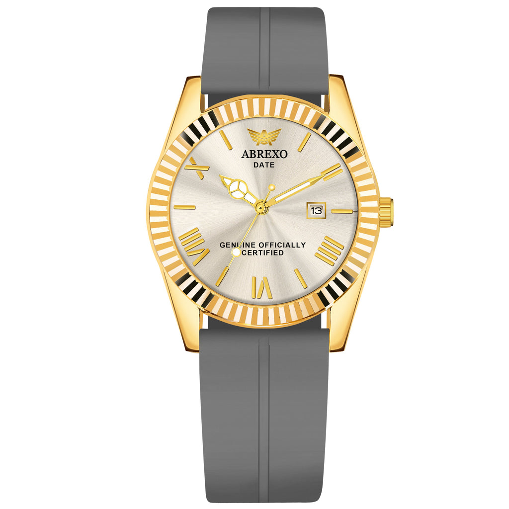 ABREXO, TYCOON Series Date Working Analog Watch For Men (Quartz, Magnet Strap, Green, Gold)