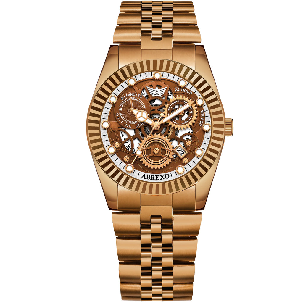 ABREXO DAYTONA Series Analog Watch For Men (Quartz, Stainless Steel, Luxury Watch)