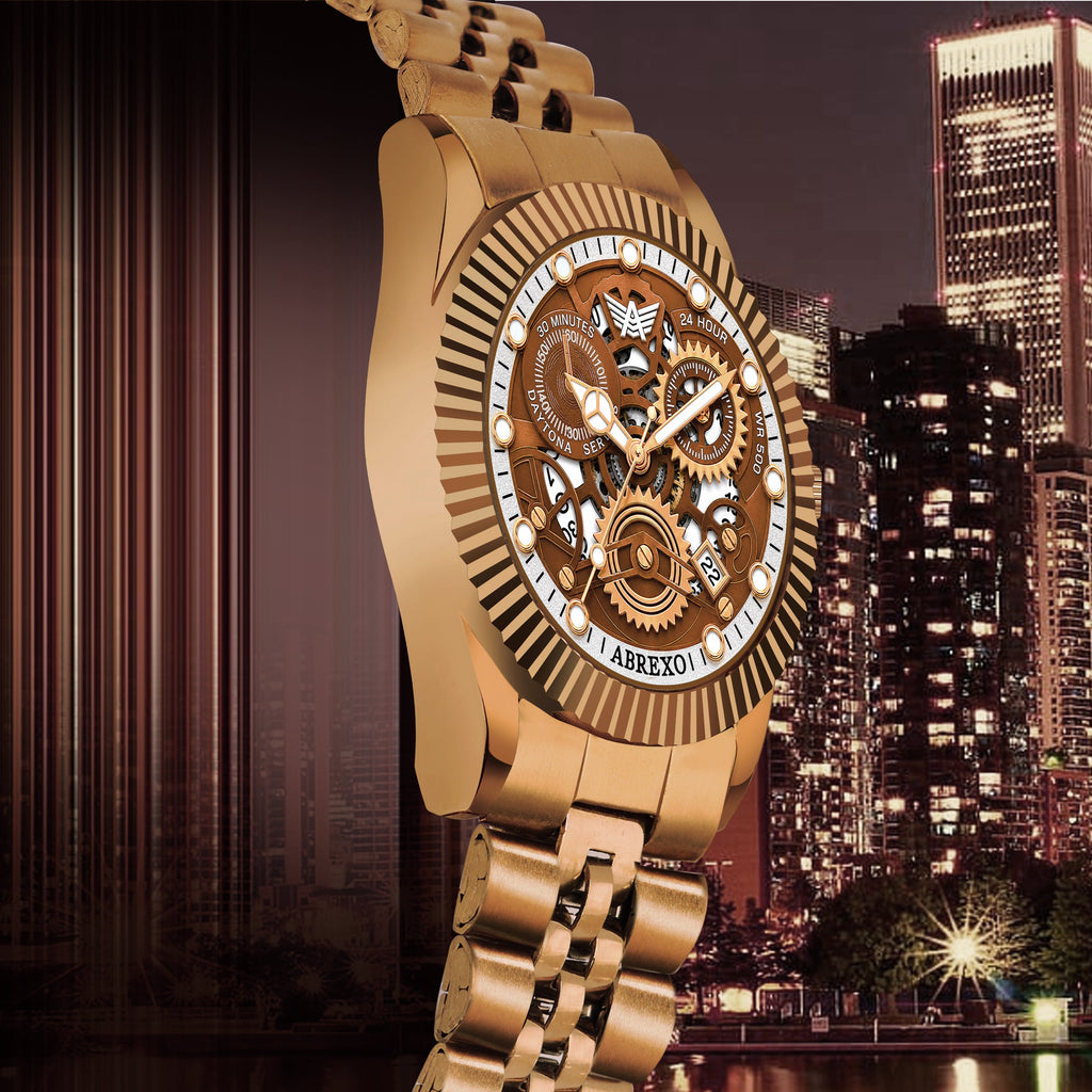 ABREXO DAYTONA Series Analog Watch For Men (Quartz, Stainless Steel, Luxury Watch)