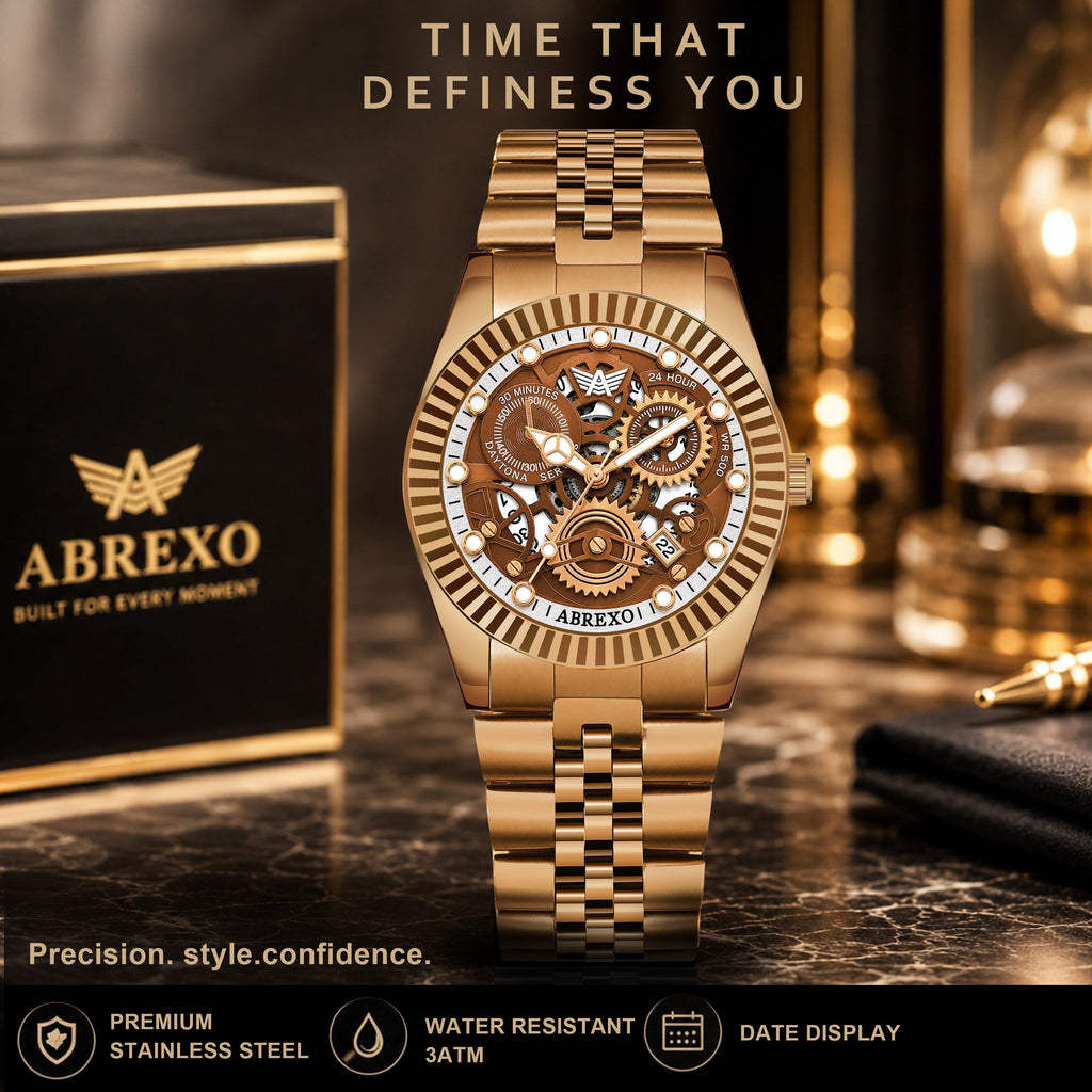 ABREXO DAYTONA Series Analog Watch For Men (Quartz, Stainless Steel, Luxury Watch)