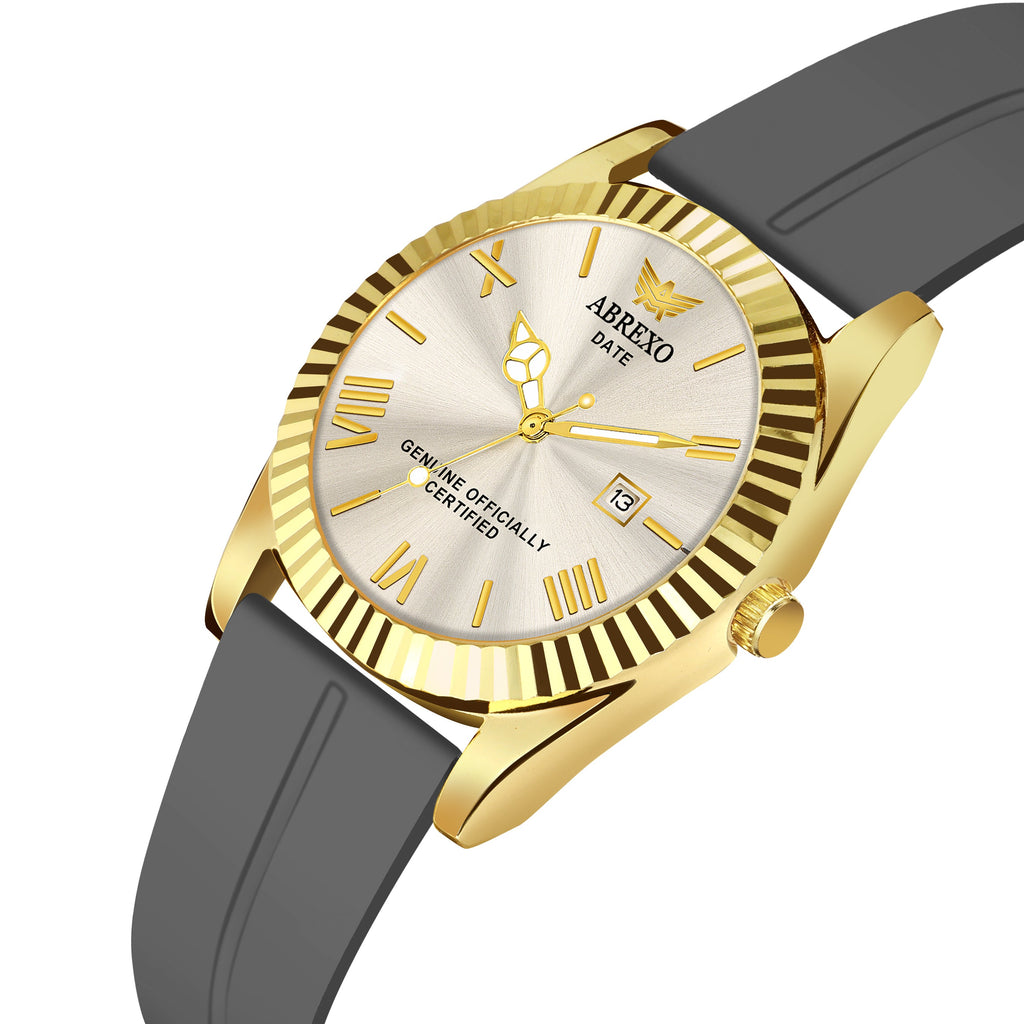 ABREXO, TYCOON Series Date Working Analog Watch For Men (Quartz, Magnet Strap, Green, Gold)