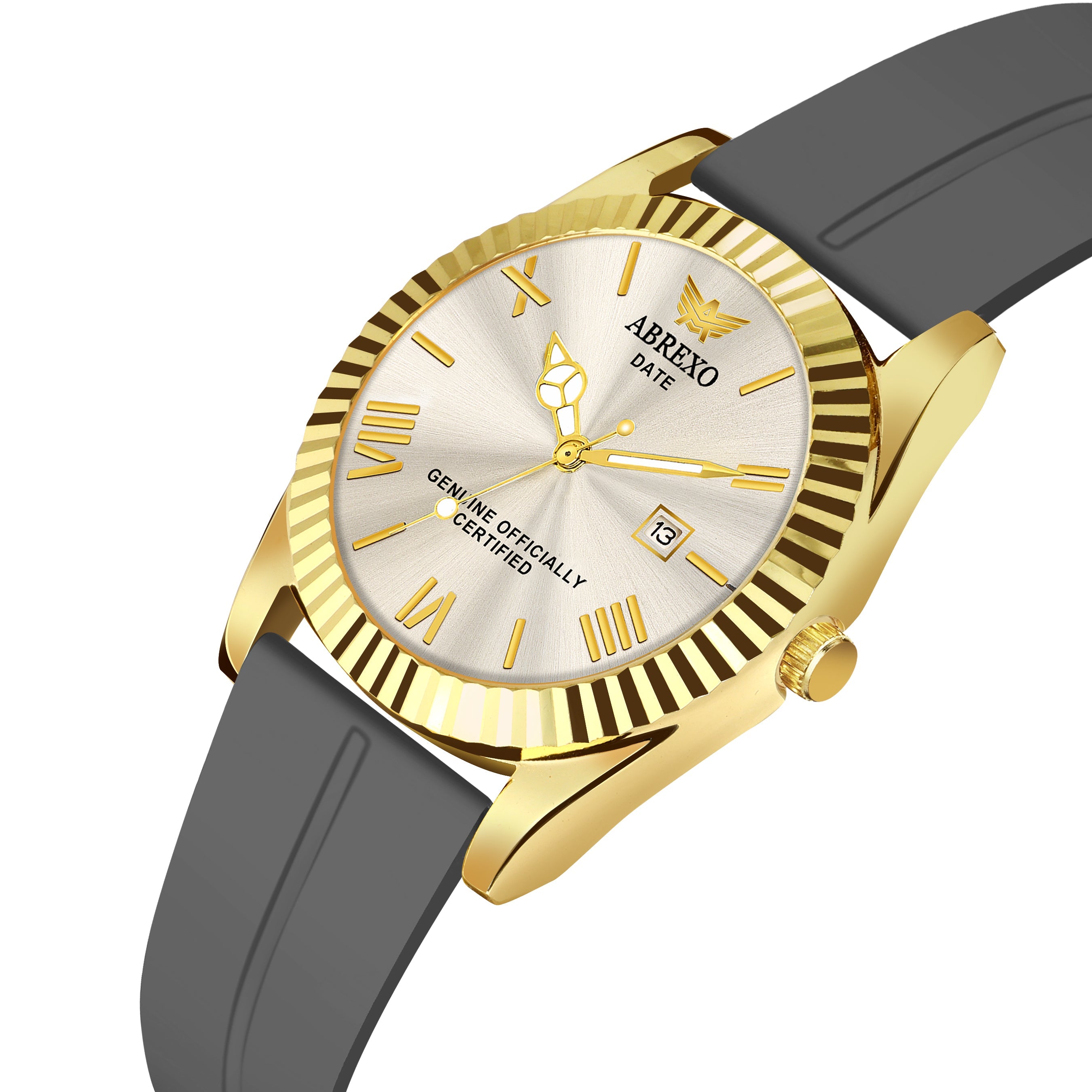 ABREXO, TYCOON Series Date Working Analog Watch For Men (Quartz, Magnet Strap, Green, Gold)