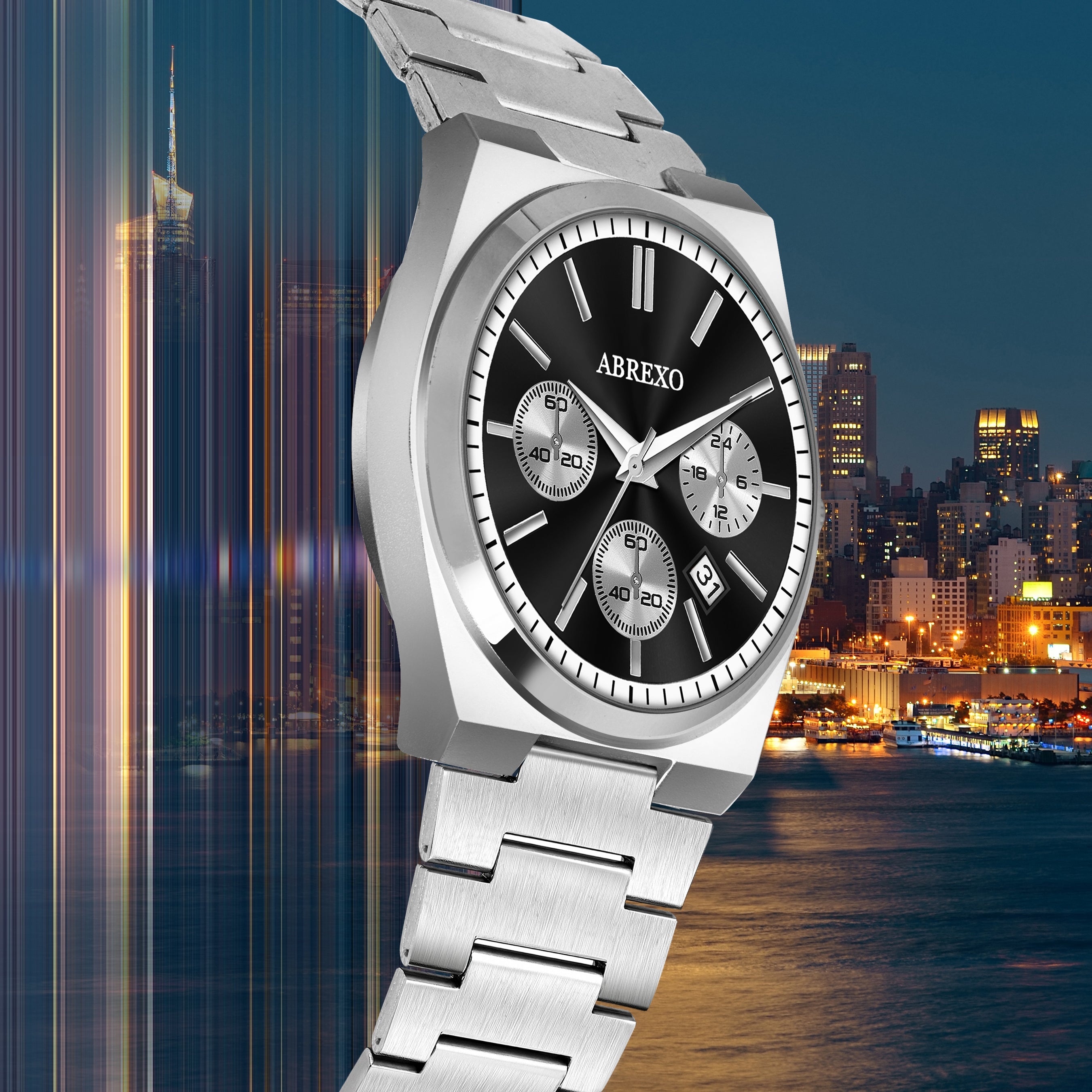 ABREXO, CEO Series Analog Watch For Men (Quartz, Stainless Steel, Silver)