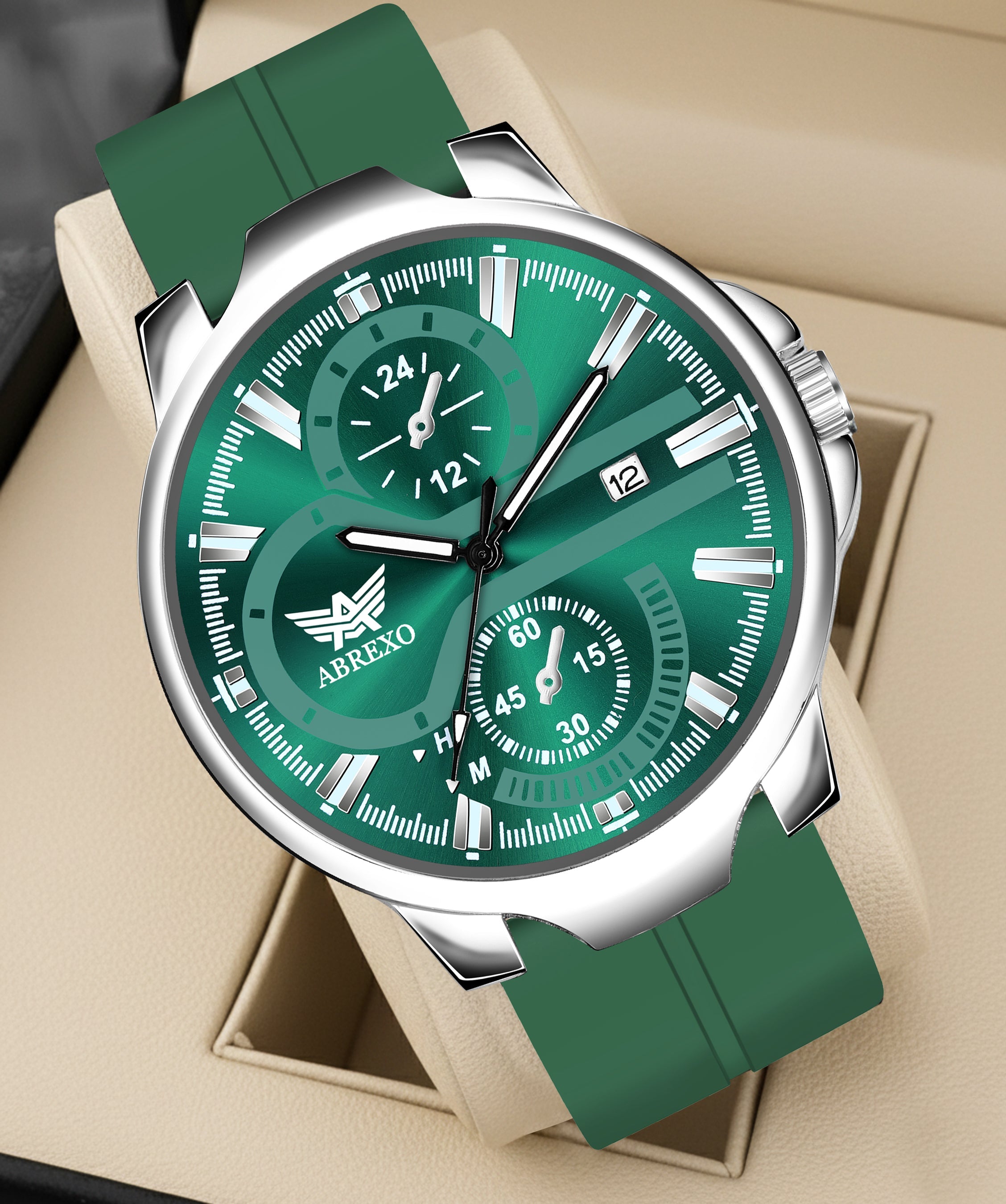 ABREXO, Black Dial Black Magnet Strap Analog Watch For Men (Quartz, Date Display, Men)