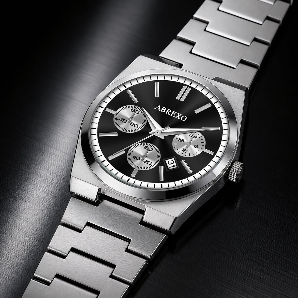 ABREXO, CEO Series Analog Watch For Men (Quartz, Stainless Steel, Silver)