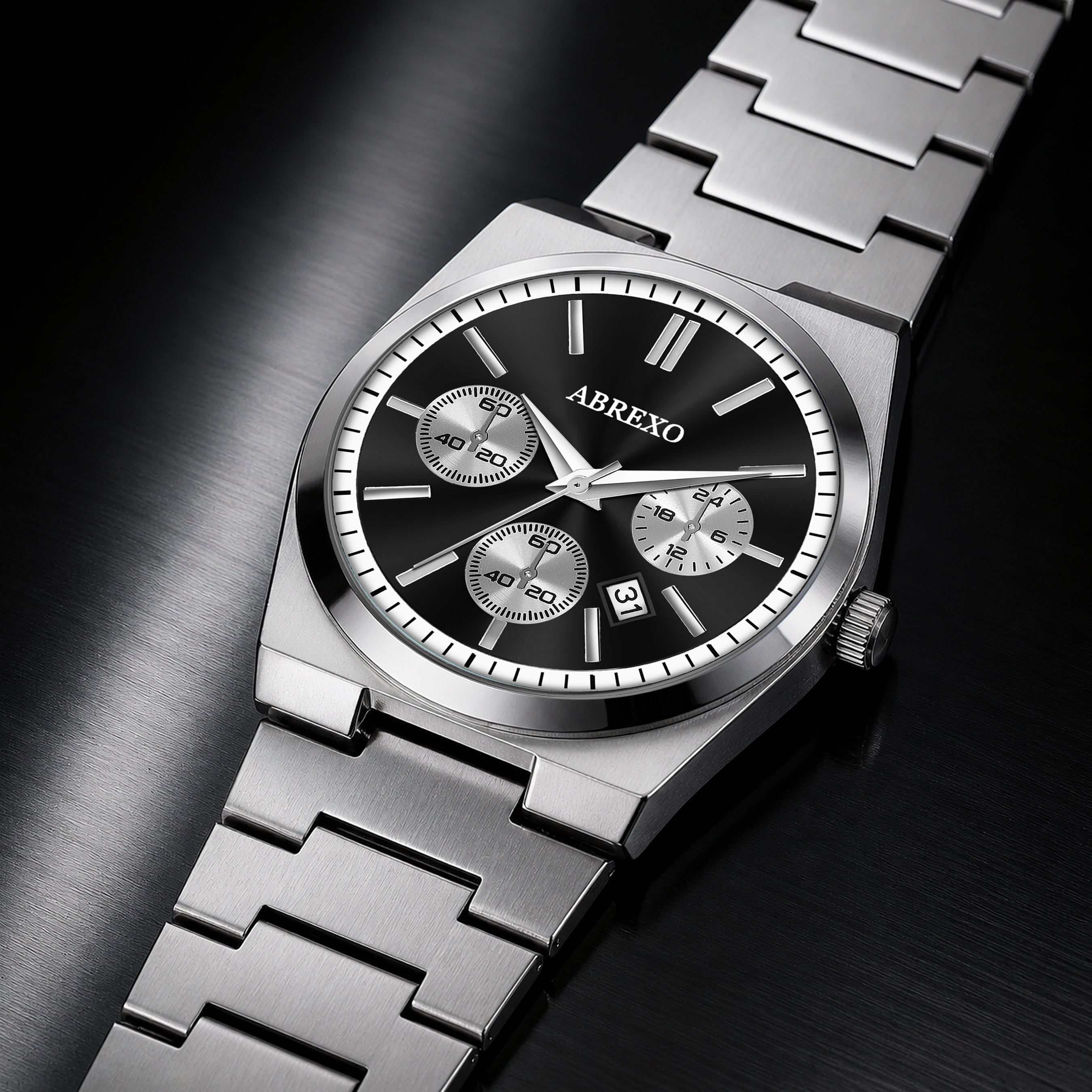 ABREXO, CEO Series Analog Watch For Men (Quartz, Stainless Steel, Silver)