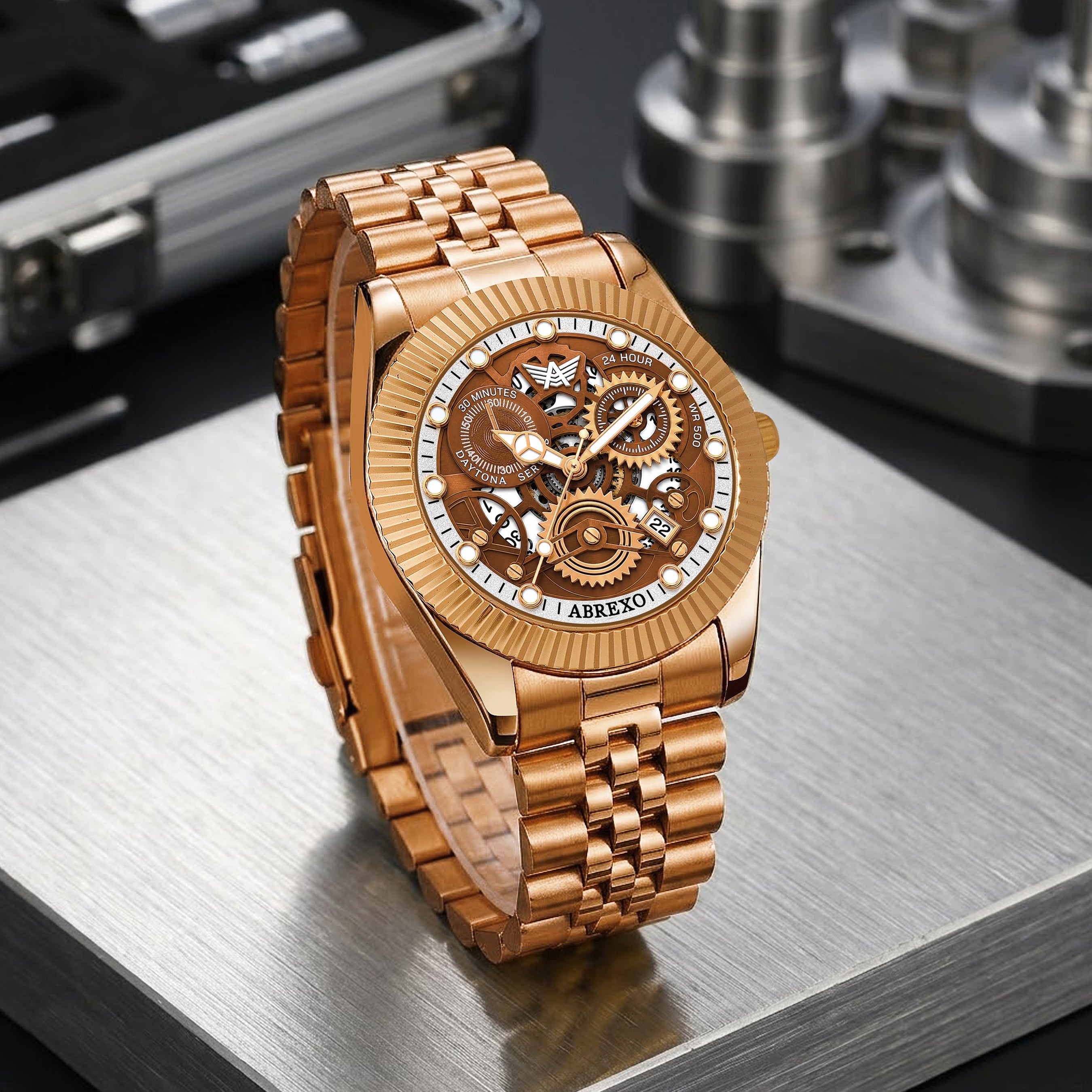 ABREXO DAYTONA Series Analog Watch For Men (Quartz, Stainless Steel, Luxury Watch)