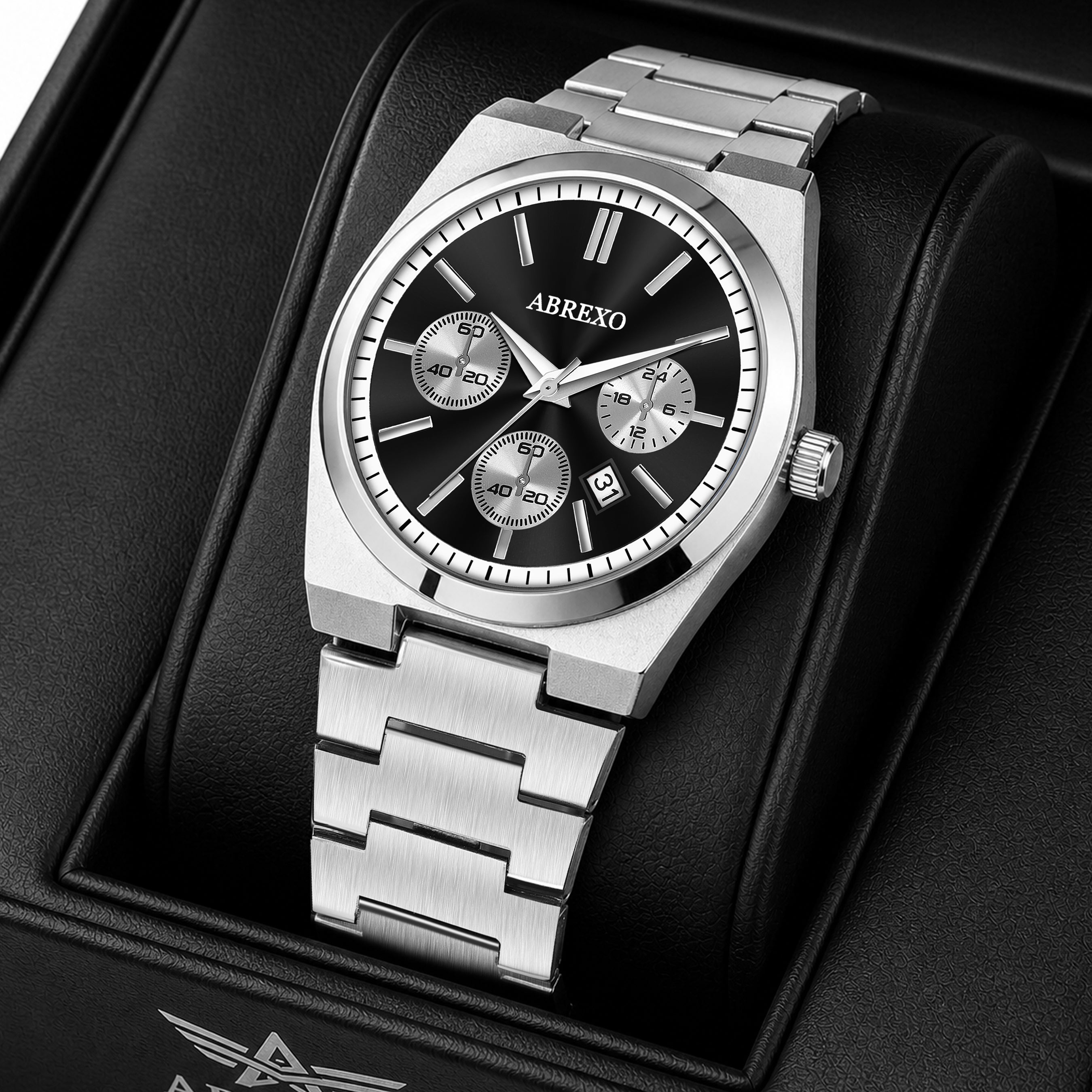 ABREXO, CEO Series Analog Watch For Men (Quartz, Stainless Steel, Silver)