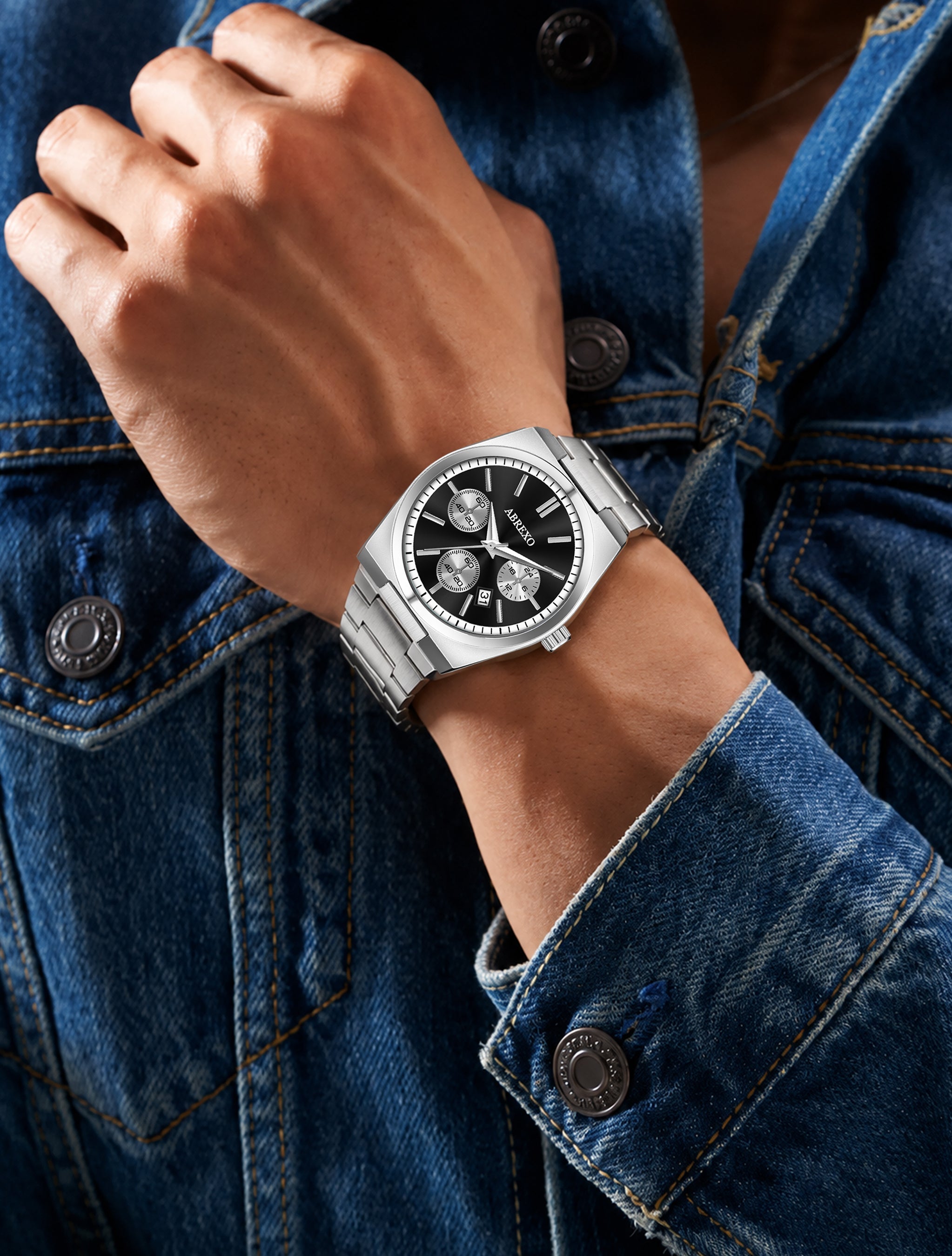 ABREXO, CEO Series Analog Watch For Men (Quartz, Stainless Steel, Silver)